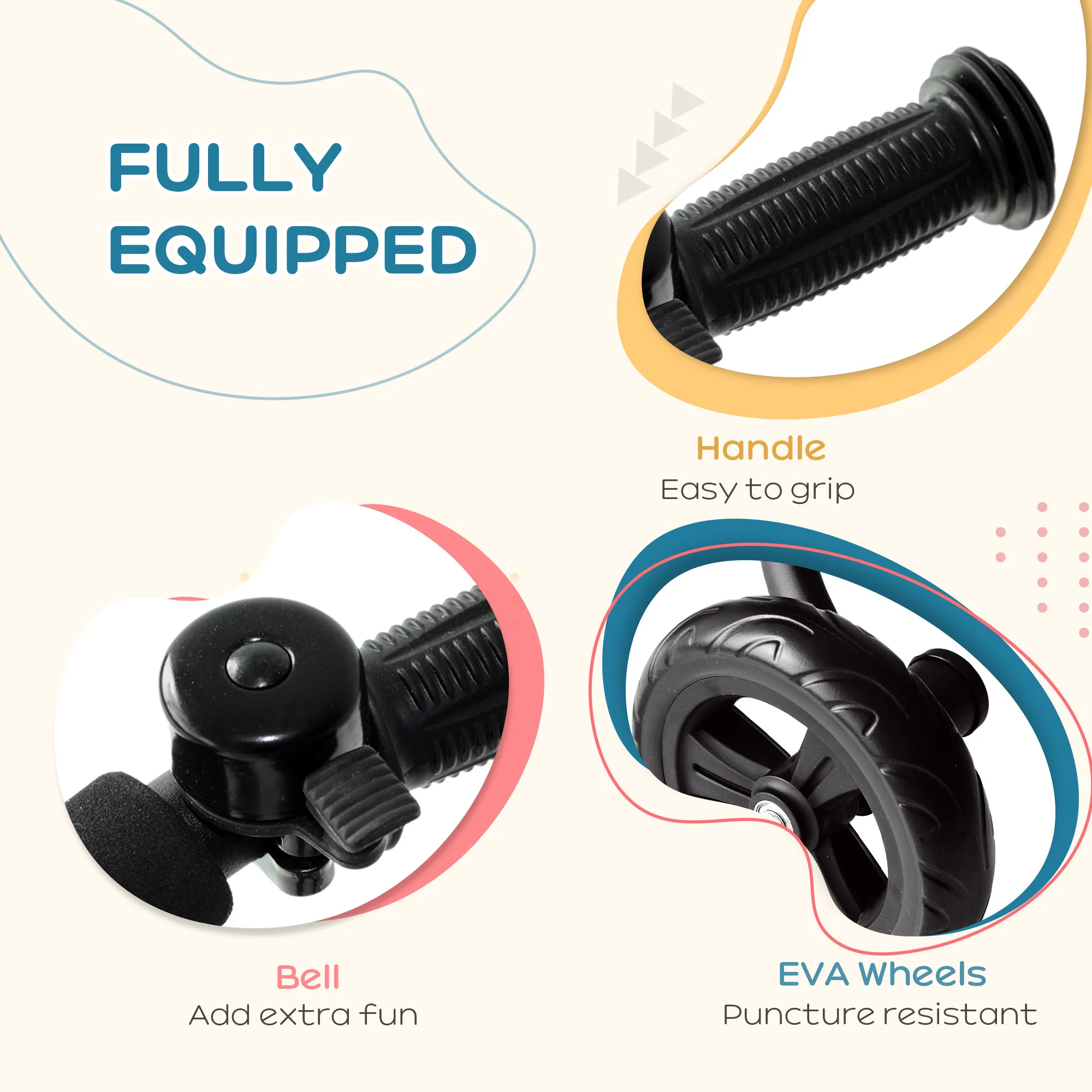 HOMCOM Baby Kids Children Toddler Tricycle Ride On 3 Wheels Bike (Pink) - Image 6