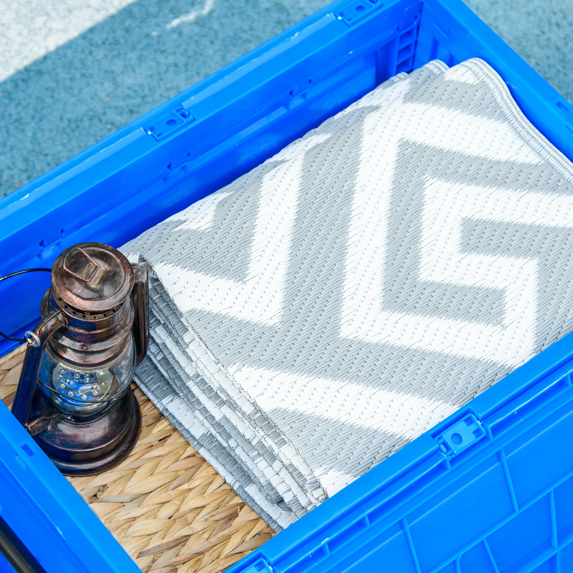 HOMCOM Bicycle Trailer with 65L Foldable Storage Box and Pneumatic Tyres, Blue - Image 8