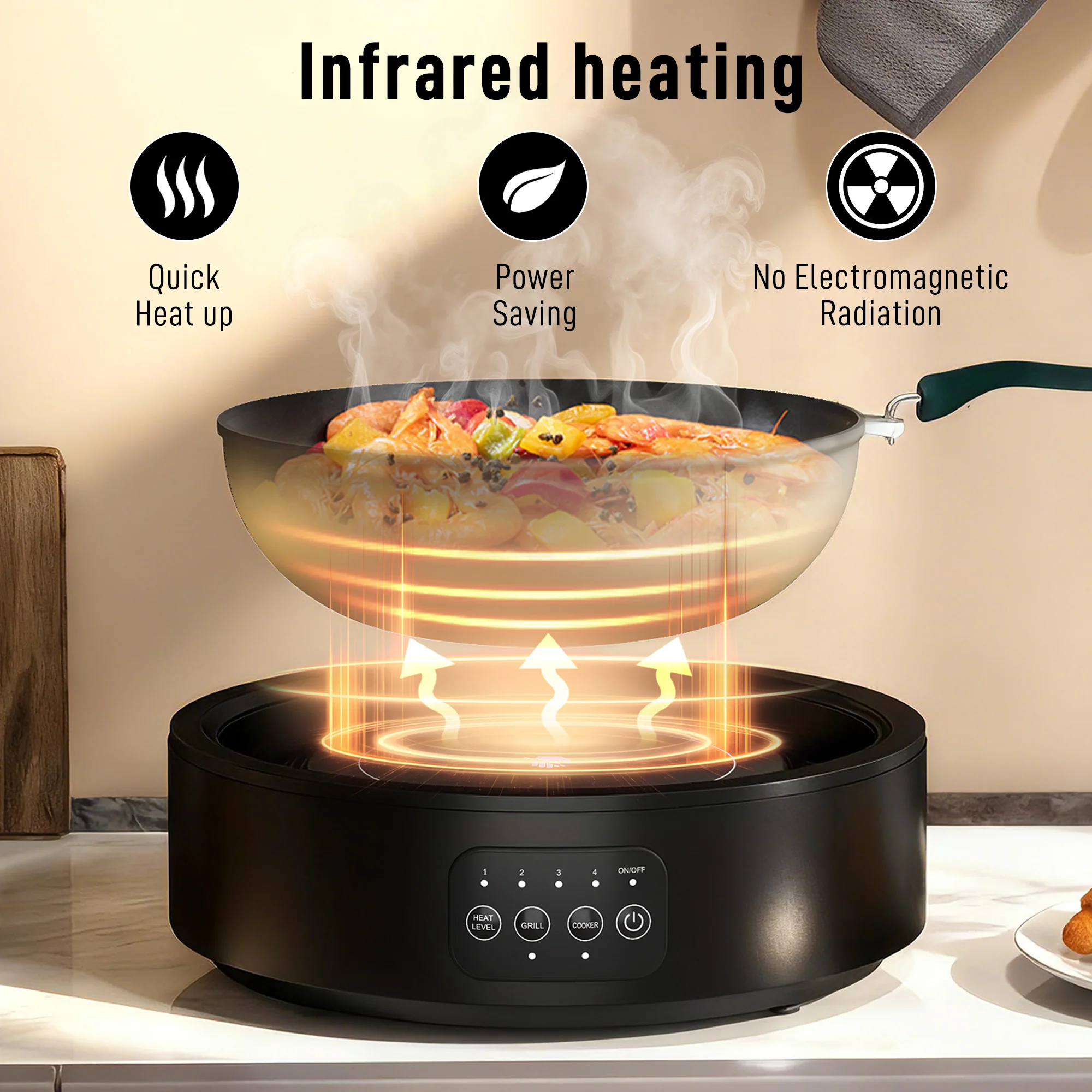 HOMCOM Electric Ceramic Hob With Grill Plate With 4 Heat Levels For All Type - Image 9