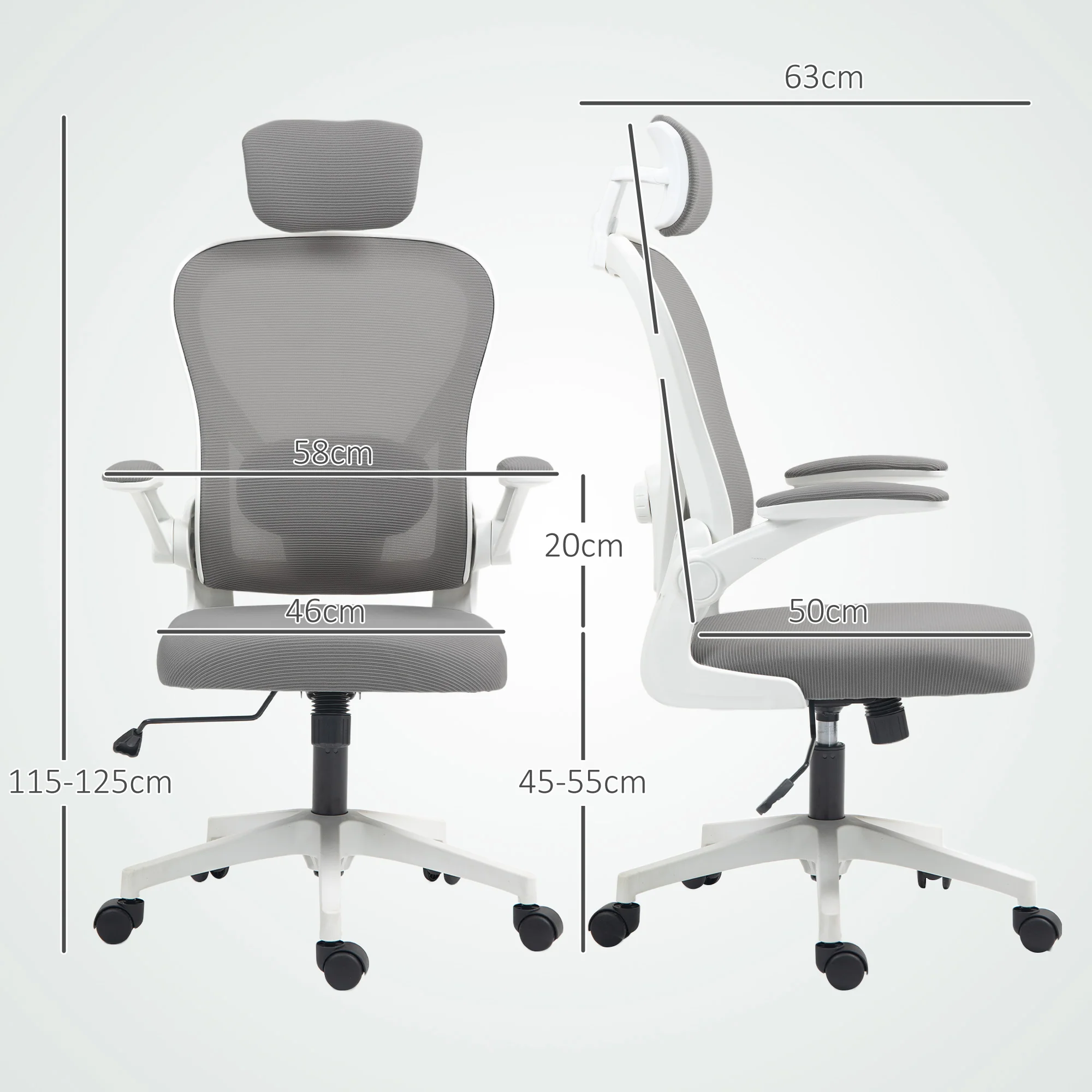 HOMCOM Executive Mesh Office Chair with Headrest, Lumbar Support - Image 14