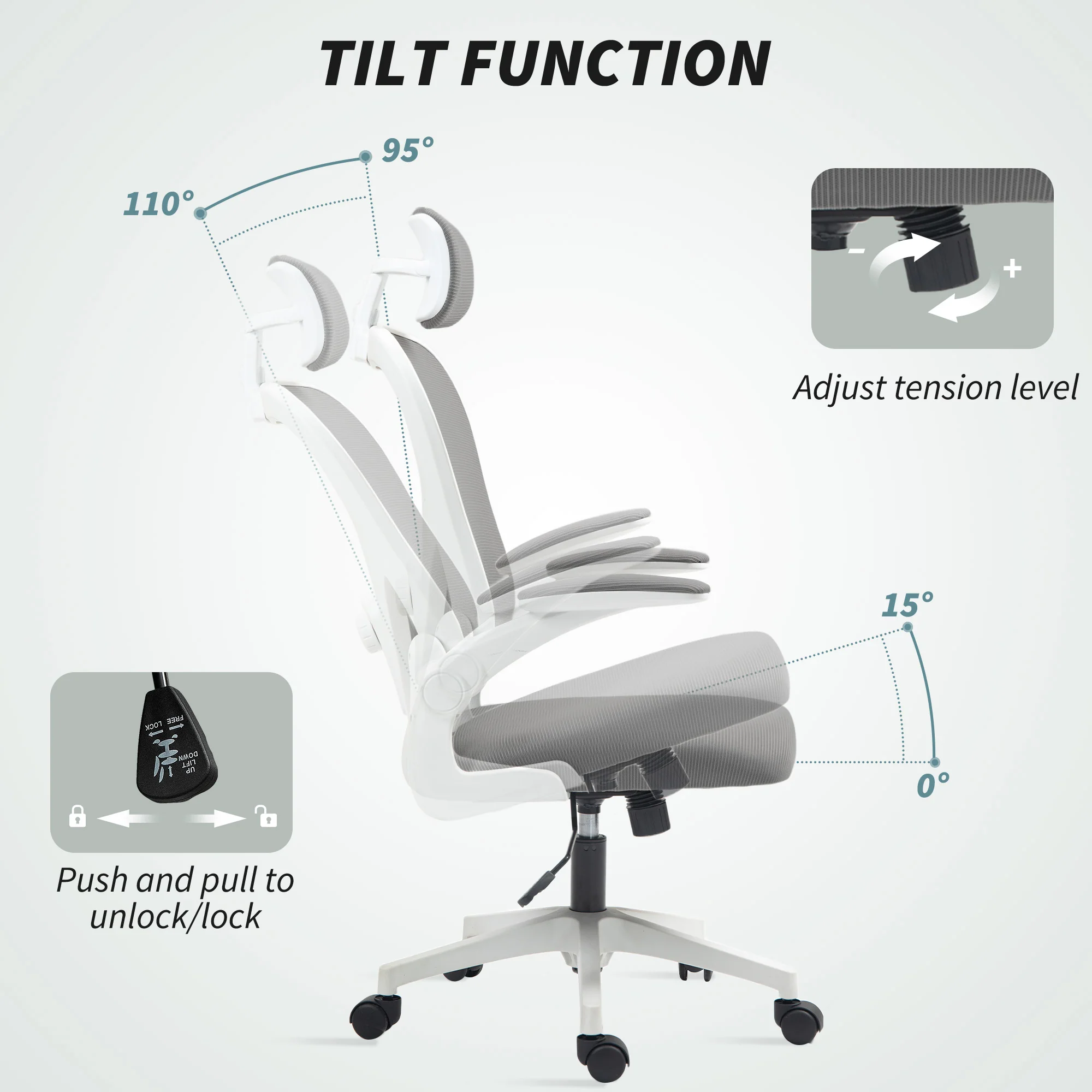 HOMCOM Executive Mesh Office Chair with Headrest, Lumbar Support - Image 18