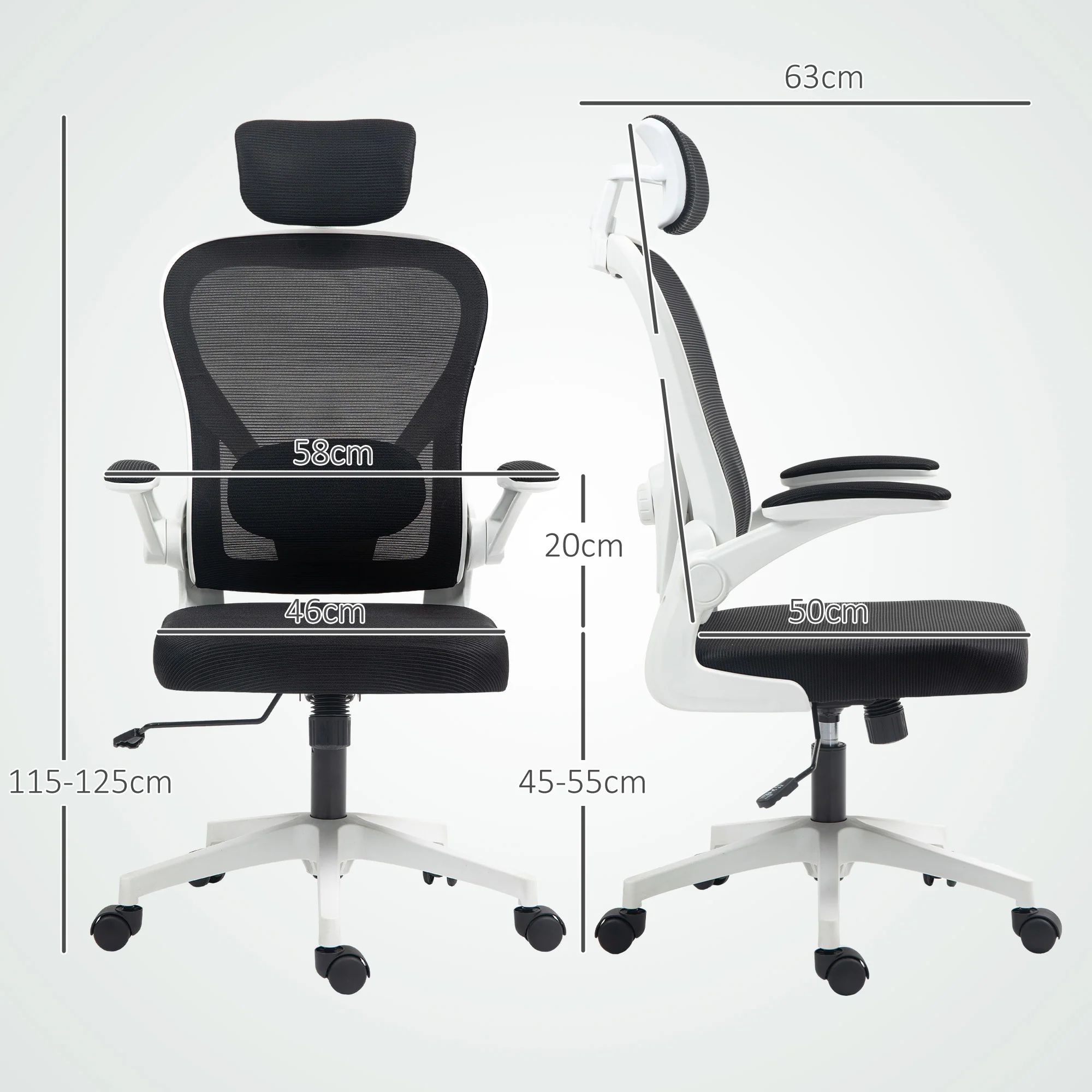 HOMCOM Executive Mesh Office Chair with Headrest, Lumbar Support - Image 5