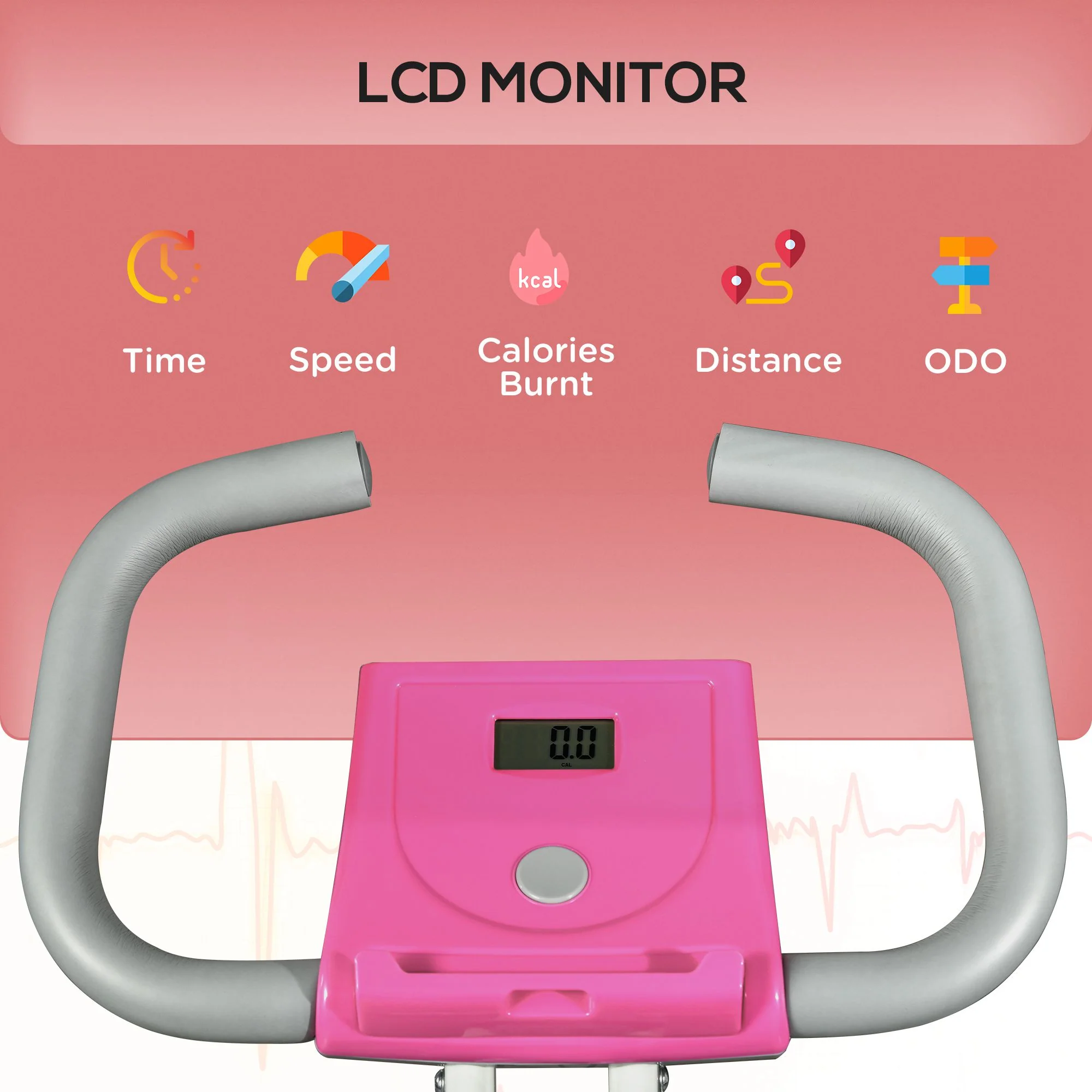 HOMCOM Folding Exercise Bike W/ Adjustable Magnetic Resistance, Seat Height - Image 3