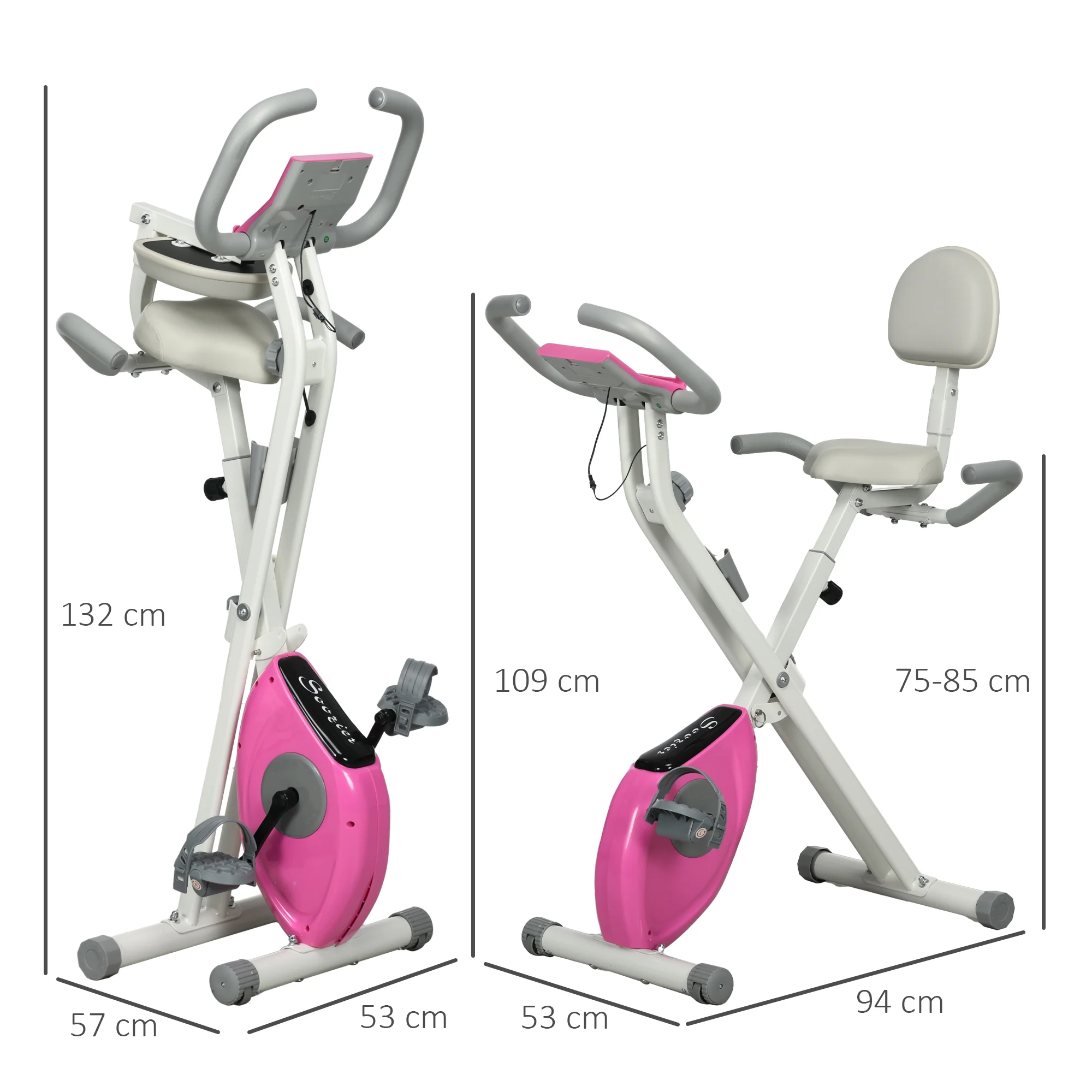 HOMCOM Folding Exercise Bike W/ Adjustable Magnetic Resistance, Seat Height - Image 5