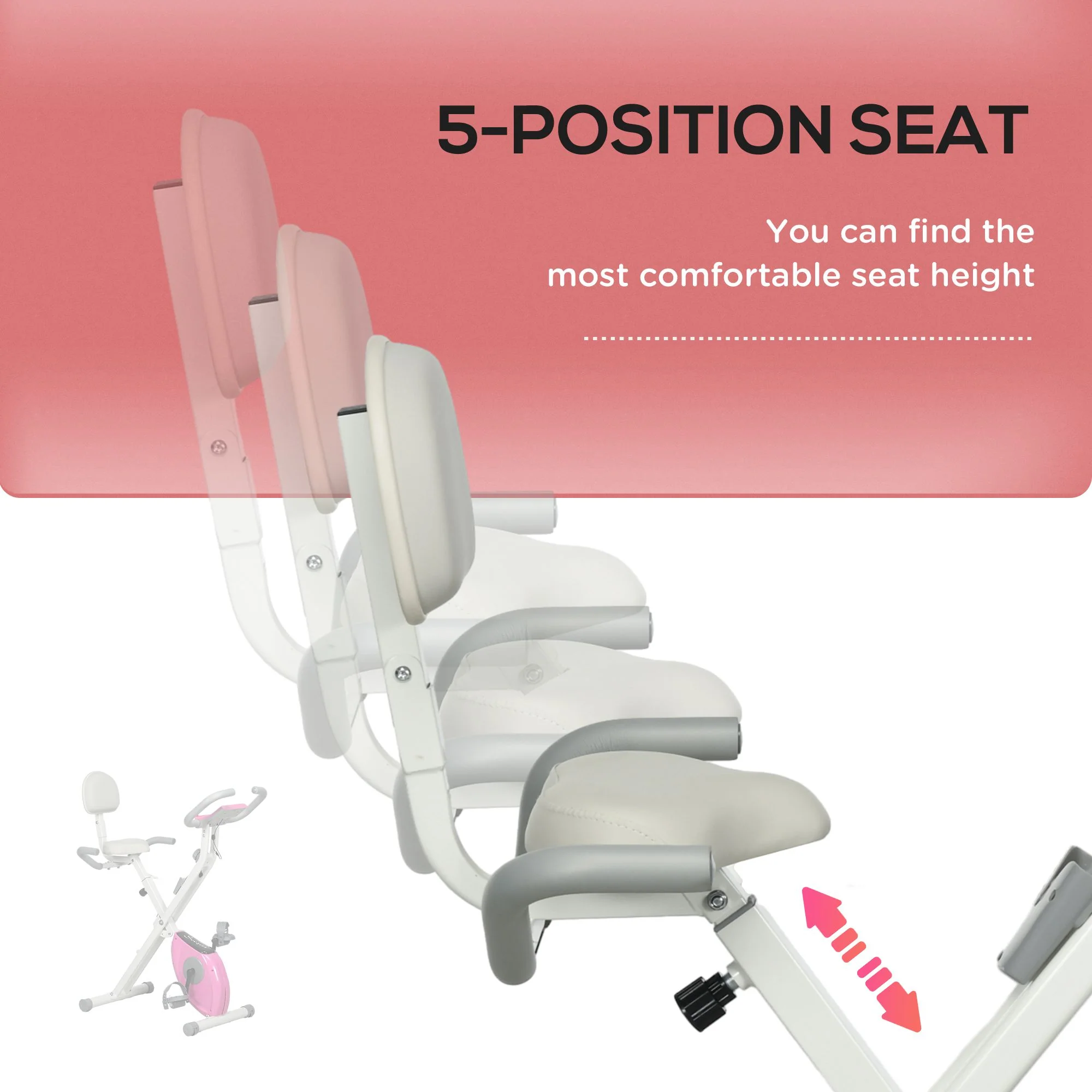 HOMCOM Folding Exercise Bike W/ Adjustable Magnetic Resistance, Seat Height - Image 7