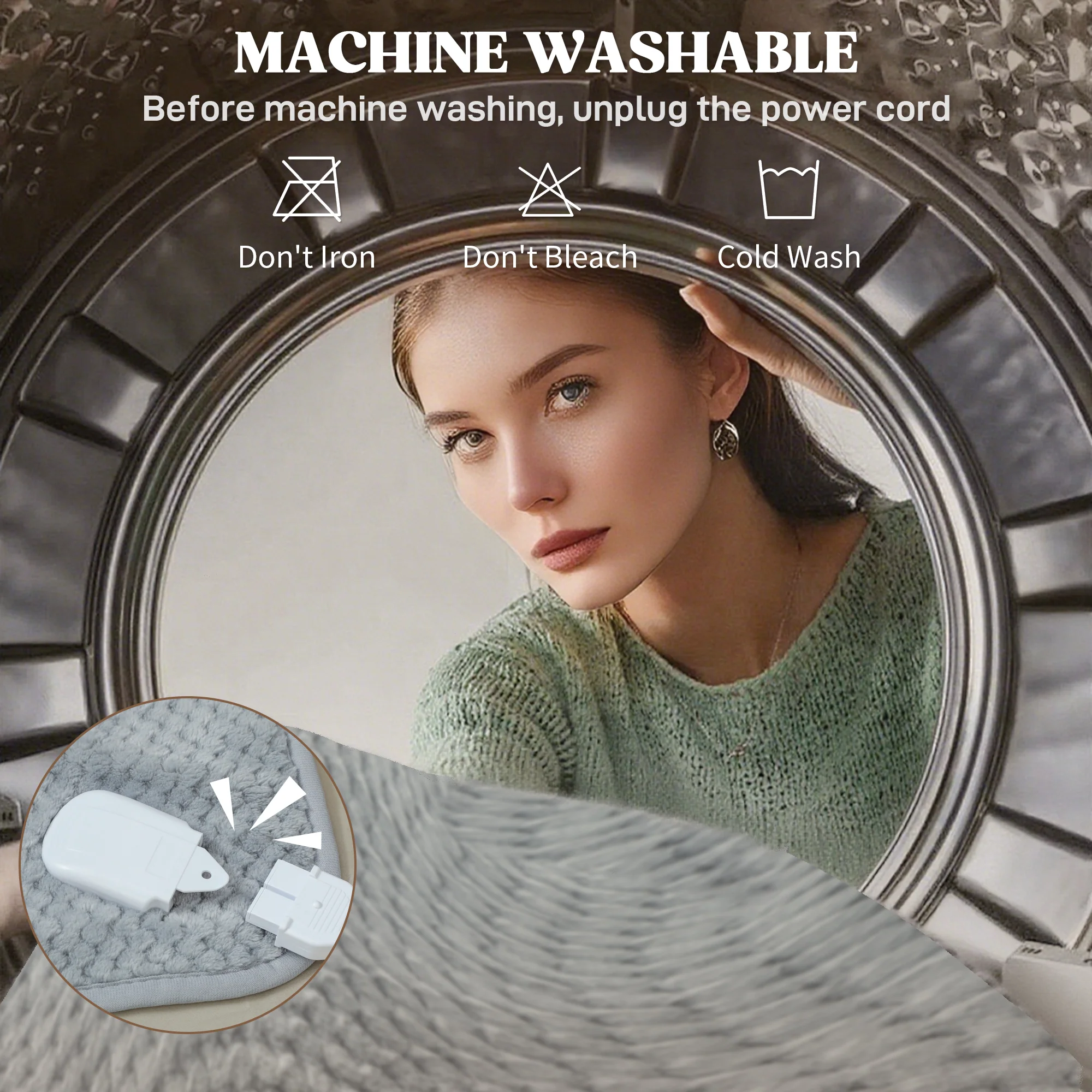 HOMCOM Heated Throw With Ultra Soft Velvet, Electric Blanket, Grey - Image 6