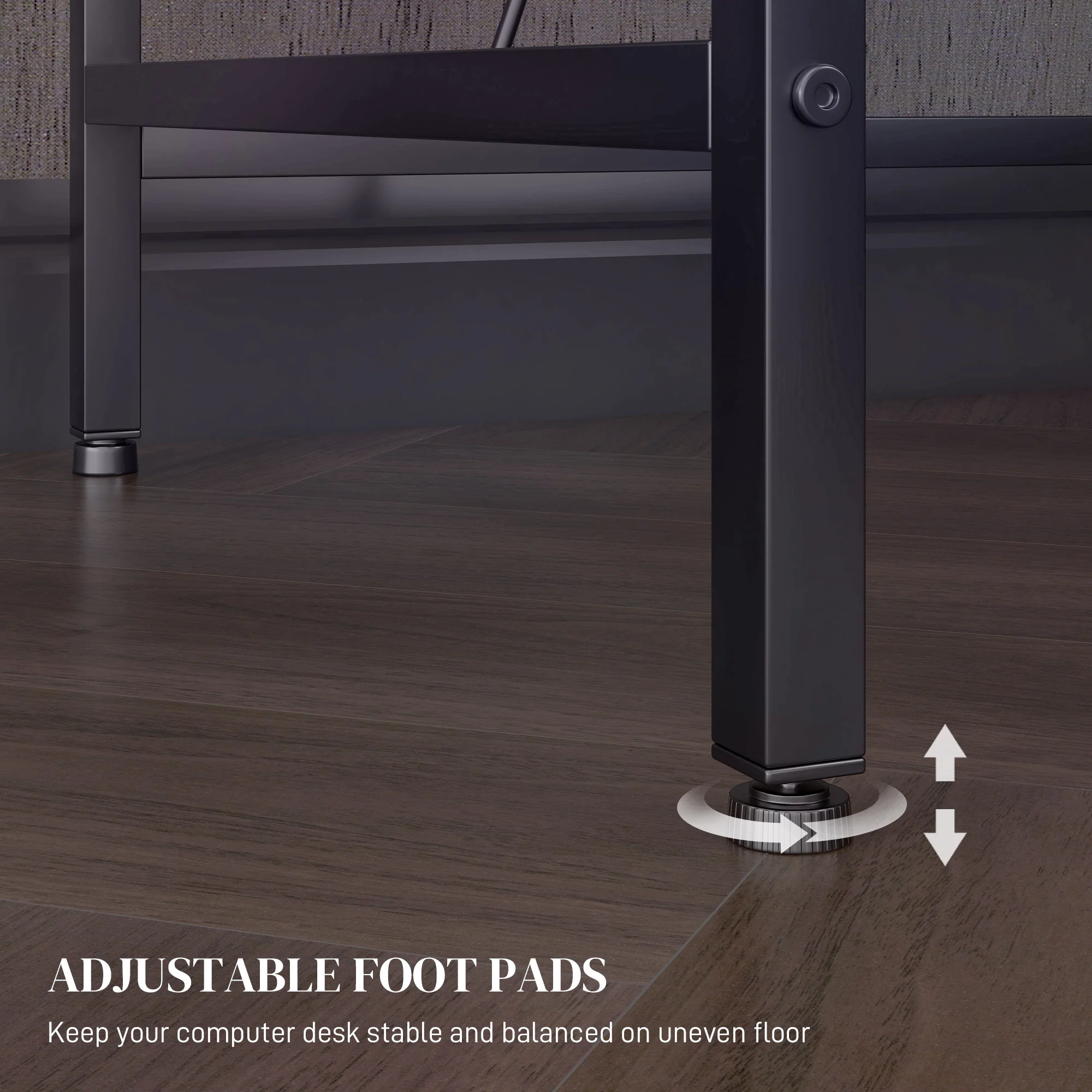 HOMCOM L Shaped Desk With LED Lights Reversible Corner Gaming Desk With Storage - Image 9