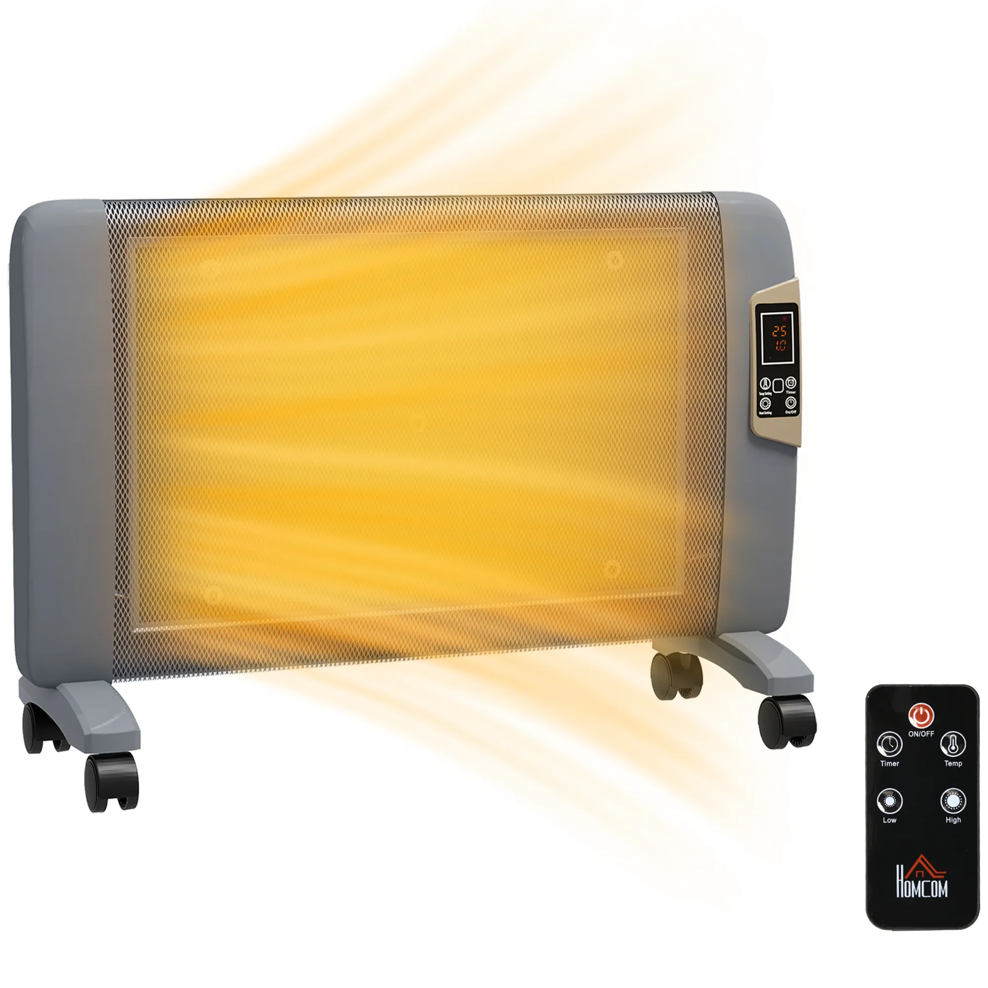 HOMCOM Mica Electric Space Heater, Portable Heater, 2 Heat Settings, White/Grey - Image 10