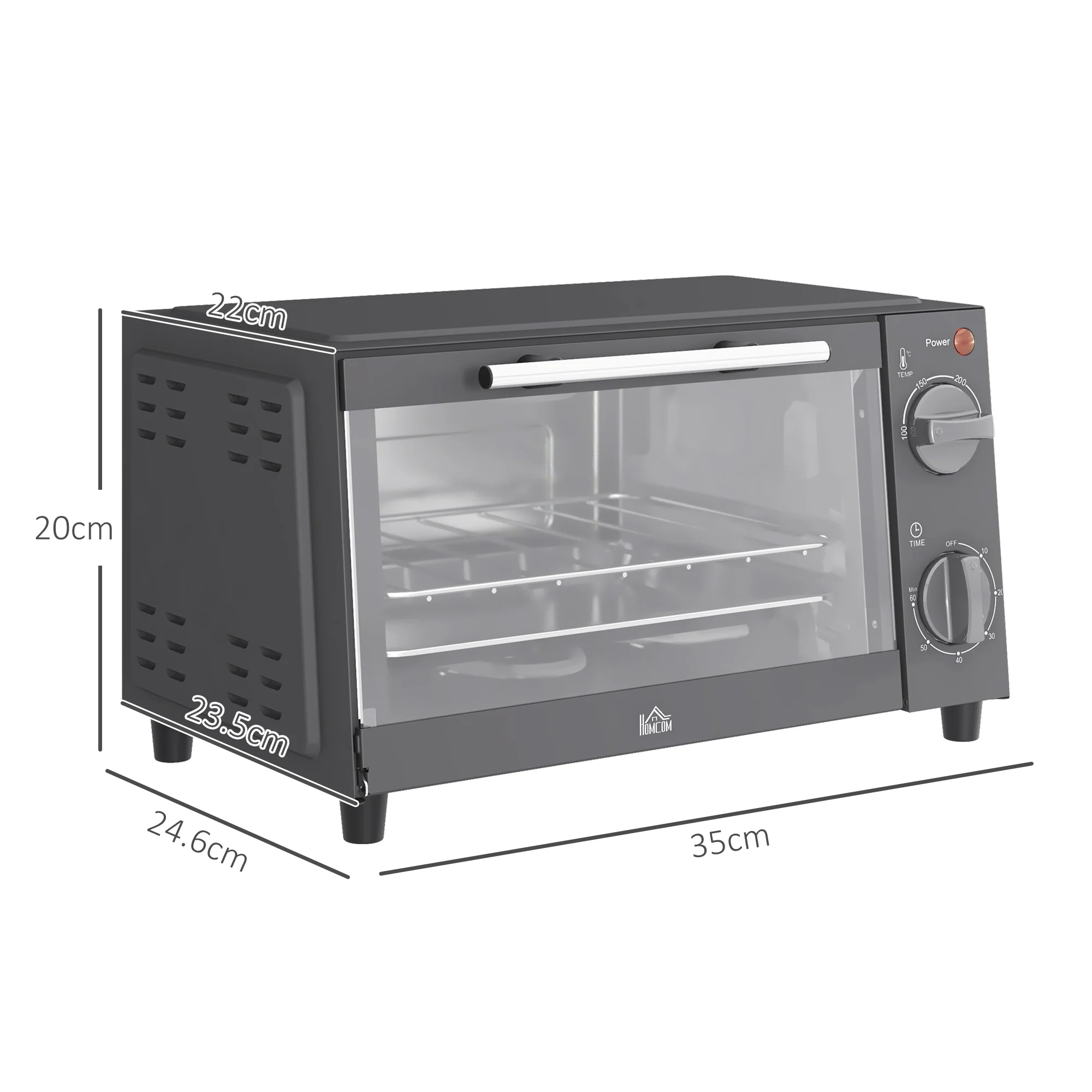 HOMCOM Mini Oven 9L Countertop Electric Grill W/ Temp Timer Control 750W - Image 14