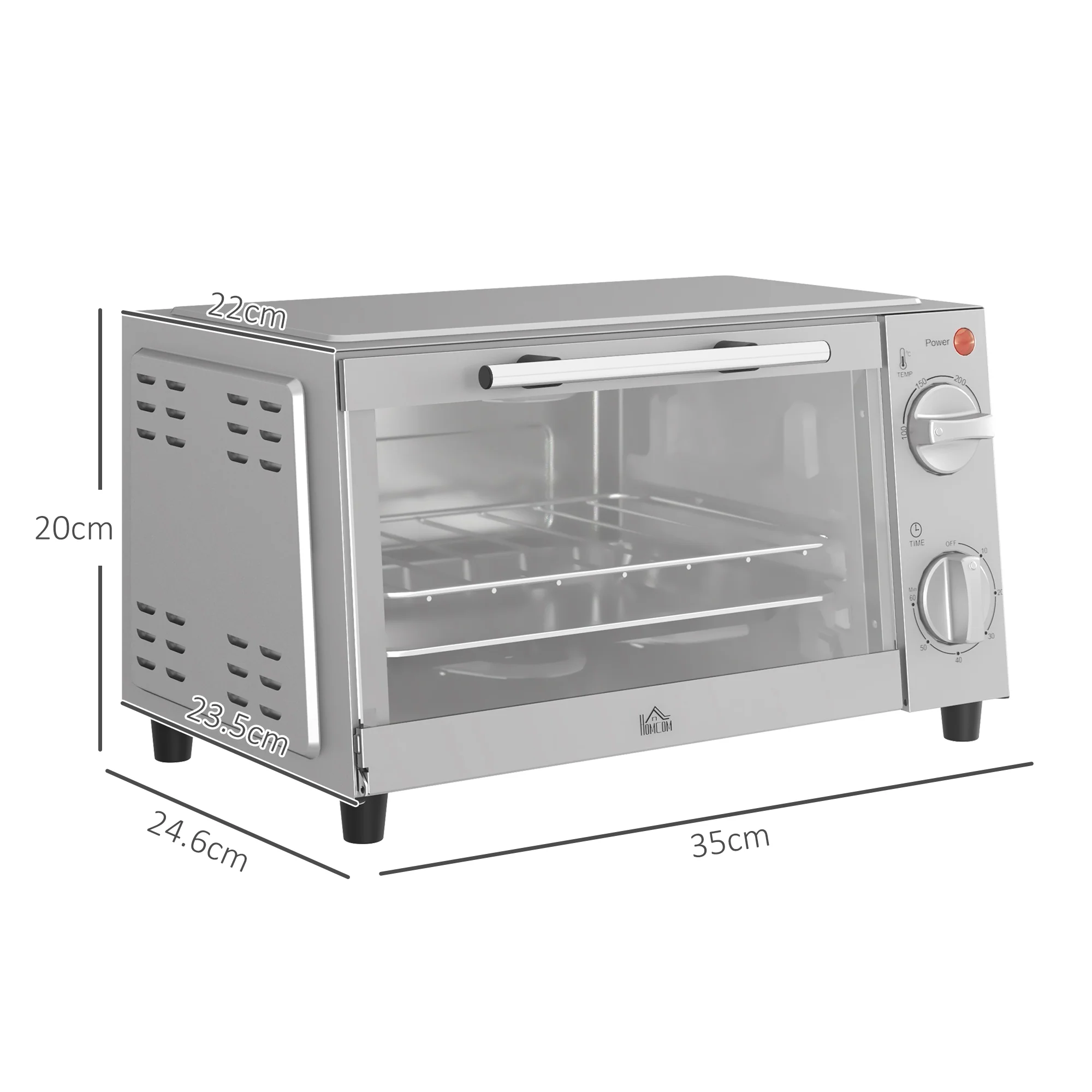 HOMCOM Mini Oven 9L Countertop Electric Grill W/ Temp Timer Control 750W - Image 5