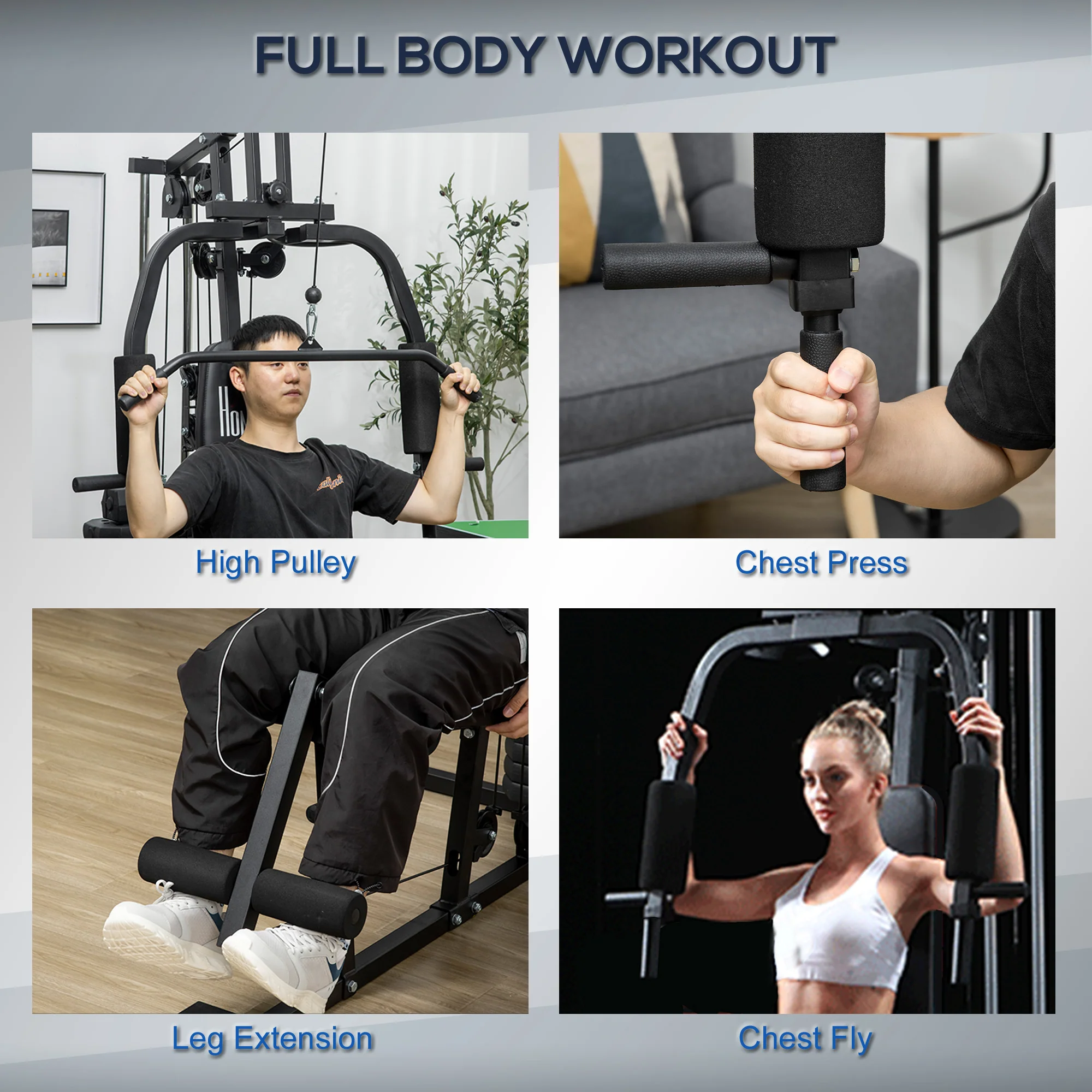 HOMCOM Multifunction Home Gym Machine with 45kg Weights for Full Body Workout - Image 3