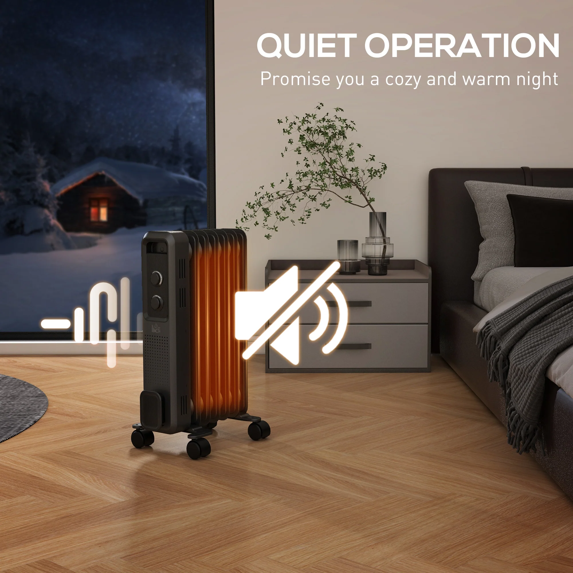 HOMCOM Oil Filled Radiator Portable Space Heater W/ 7 Fin, 3 Heat Settings - Image 7