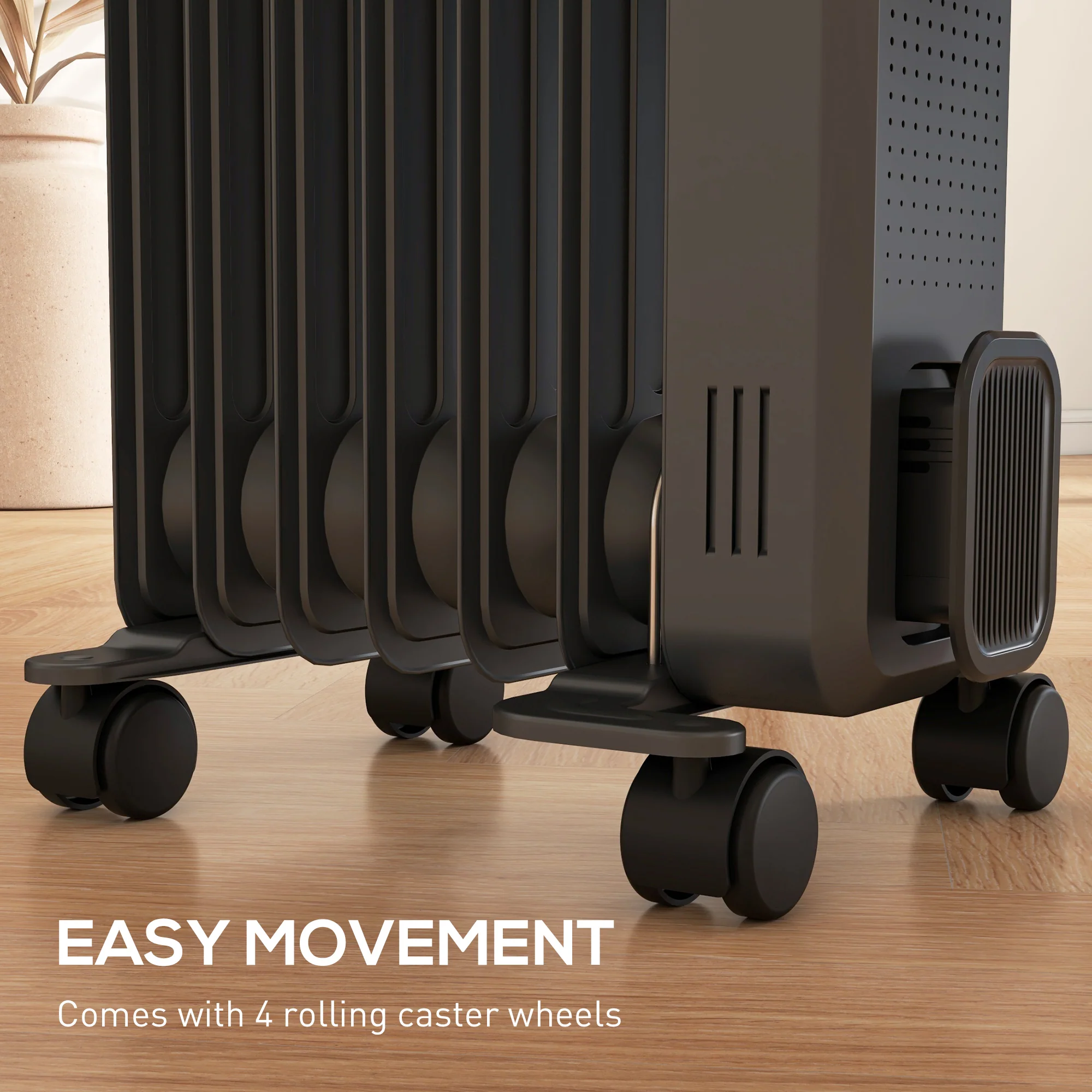 HOMCOM Oil Filled Radiator Portable Space Heater W/ 7 Fin, 3 Heat Settings - Image 8