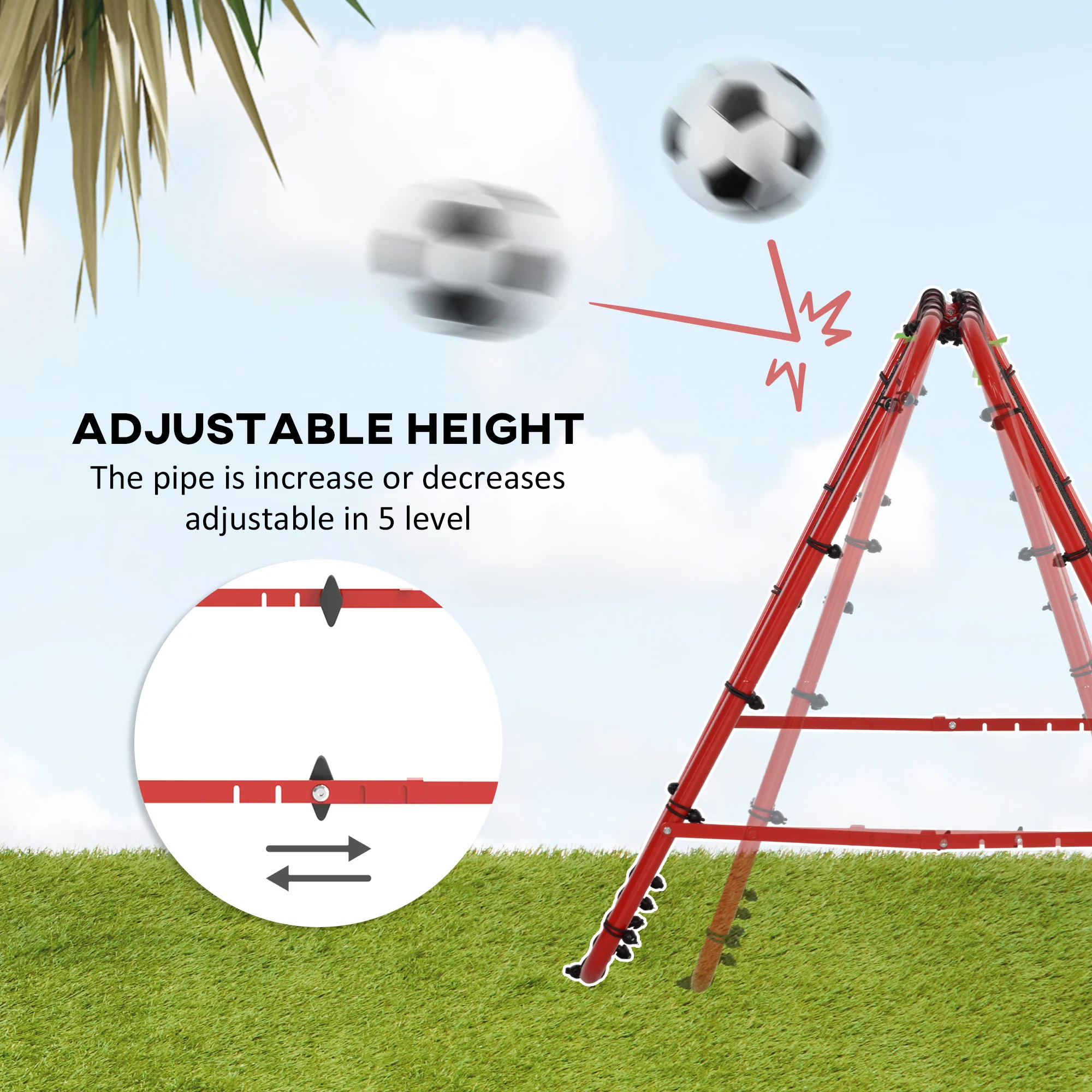 HOMCOM Rebounder Net Football Target Goal with Adjustable Angles, Red - Image 3
