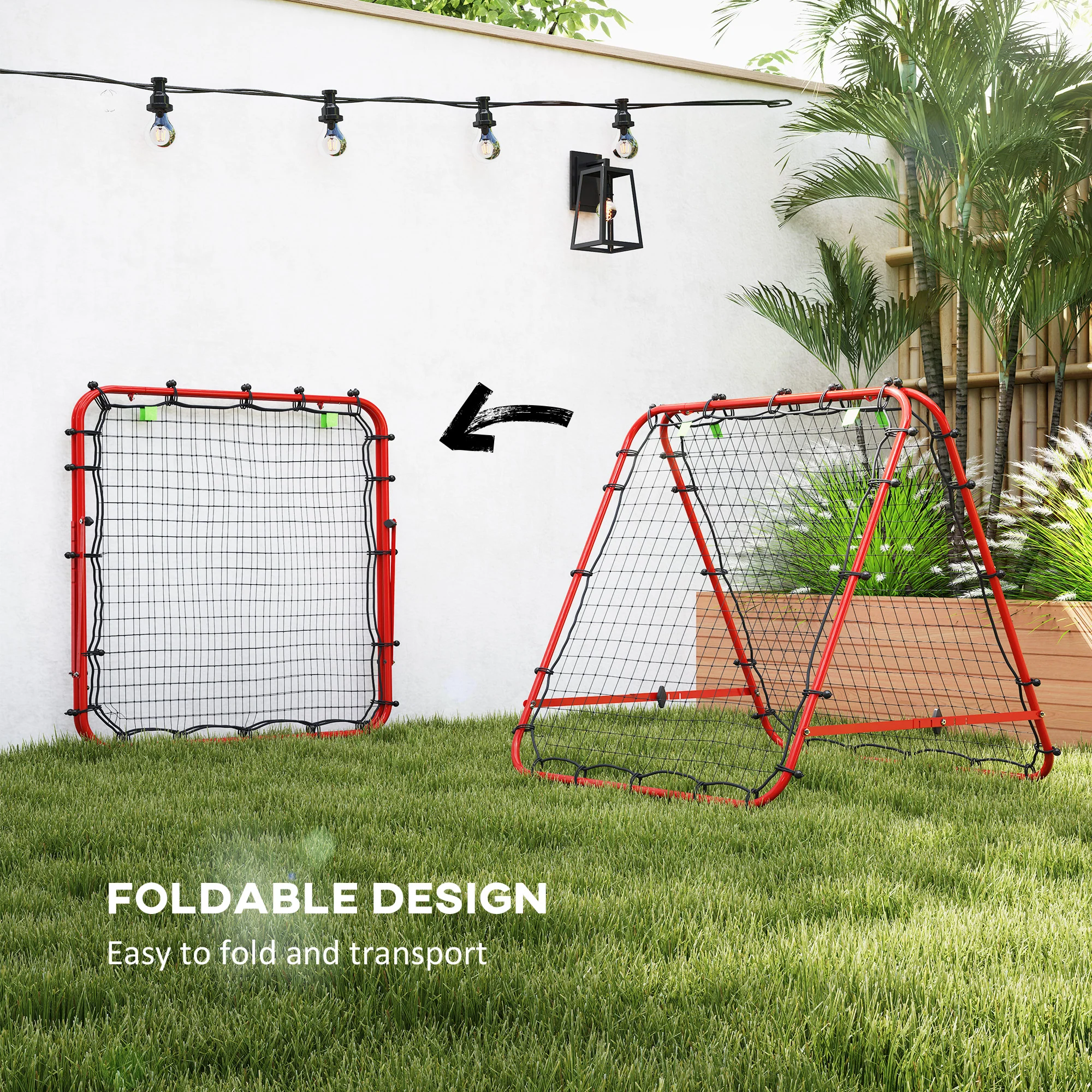 HOMCOM Rebounder Net Football Target Goal with Adjustable Angles, Red - Image 4