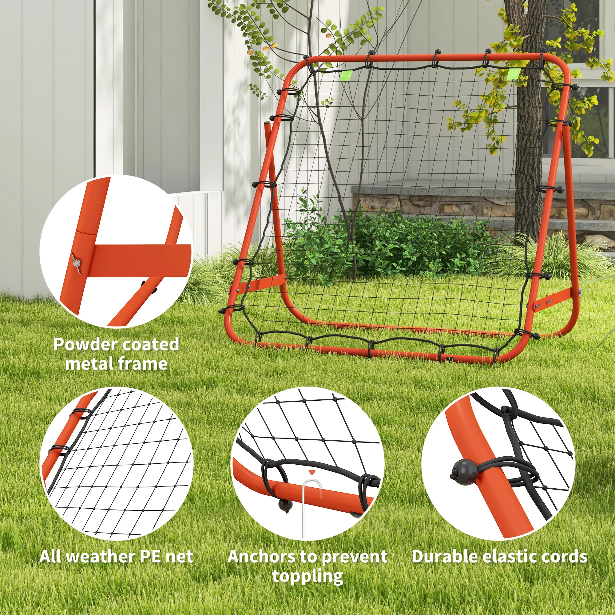 HOMCOM Rebounder Net Kids Adults Football Training Aid Adjustable Red - Image 4