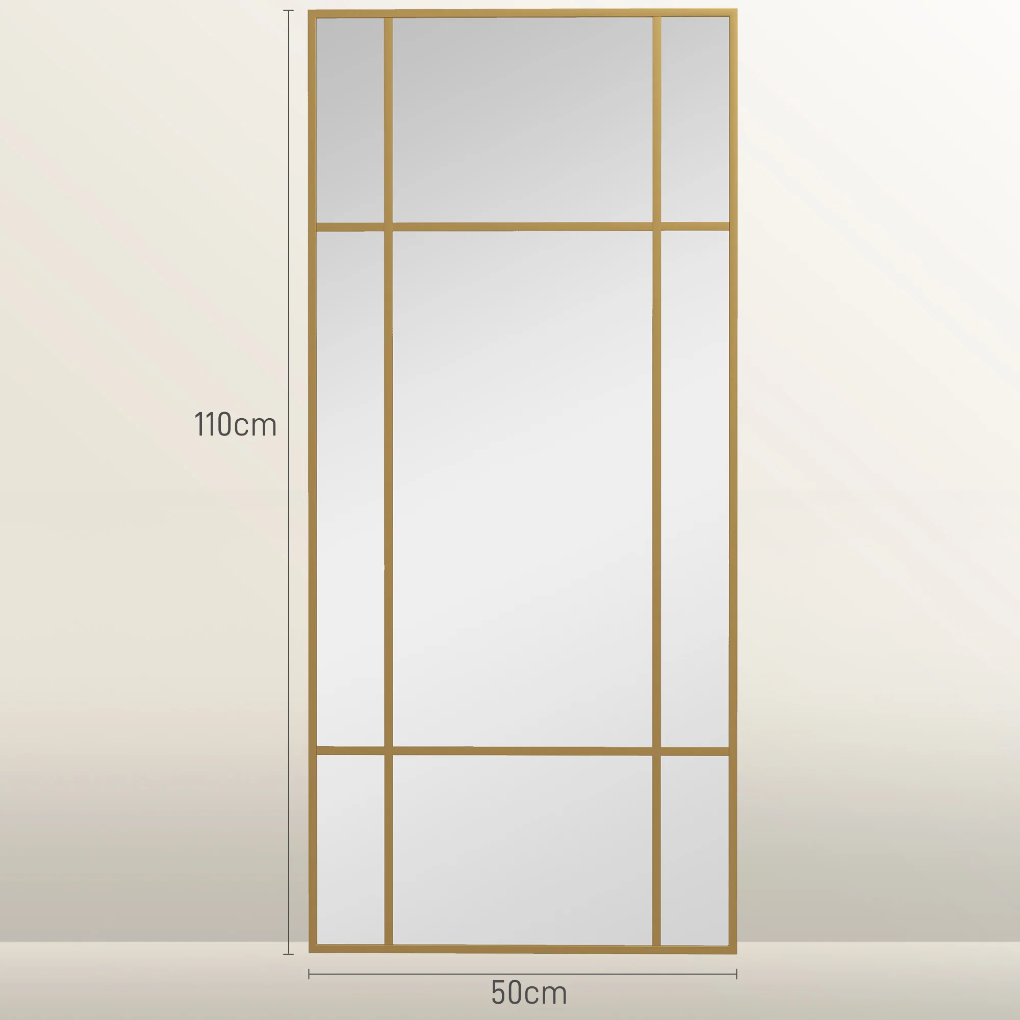 HOMCOM Window Style Vanity Mirror 110 X 50cm Hanging Wall Mirror Gold Tone - Image 5