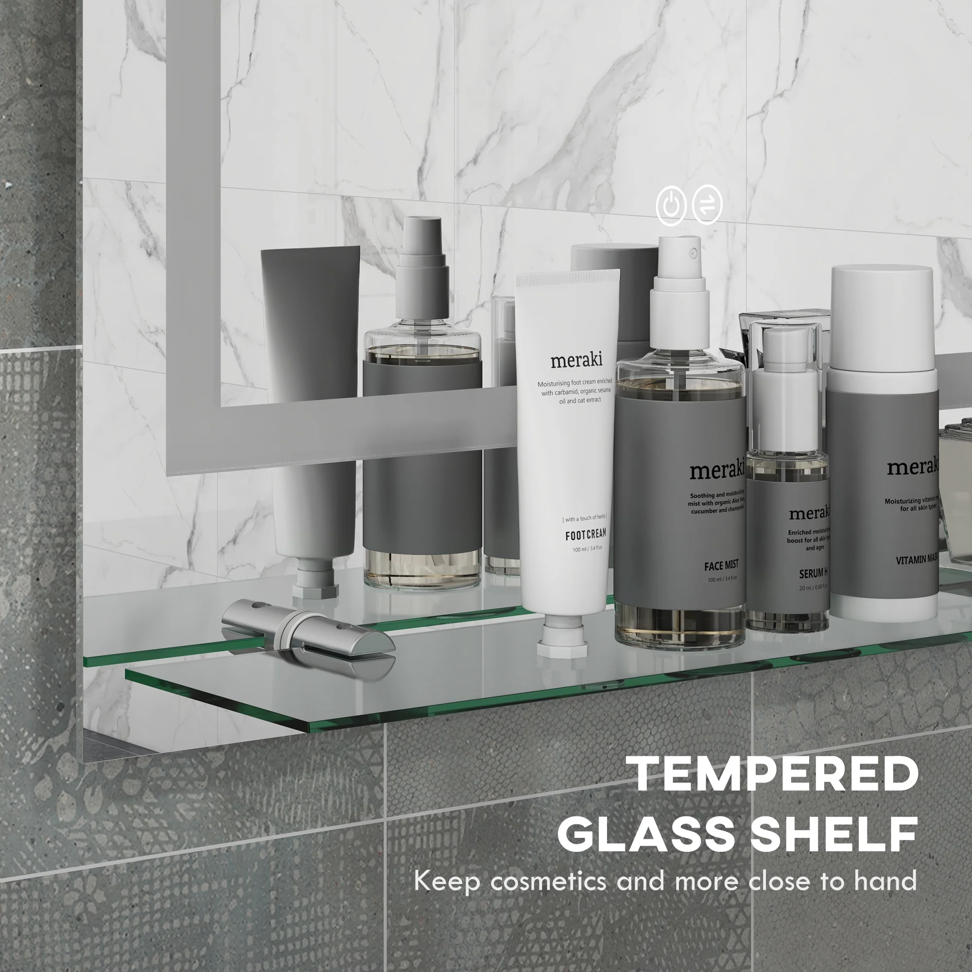 kleankin Dimmable Bathroom Mirror with LED Lights, 3 Colours, Defogging Film - Image 7