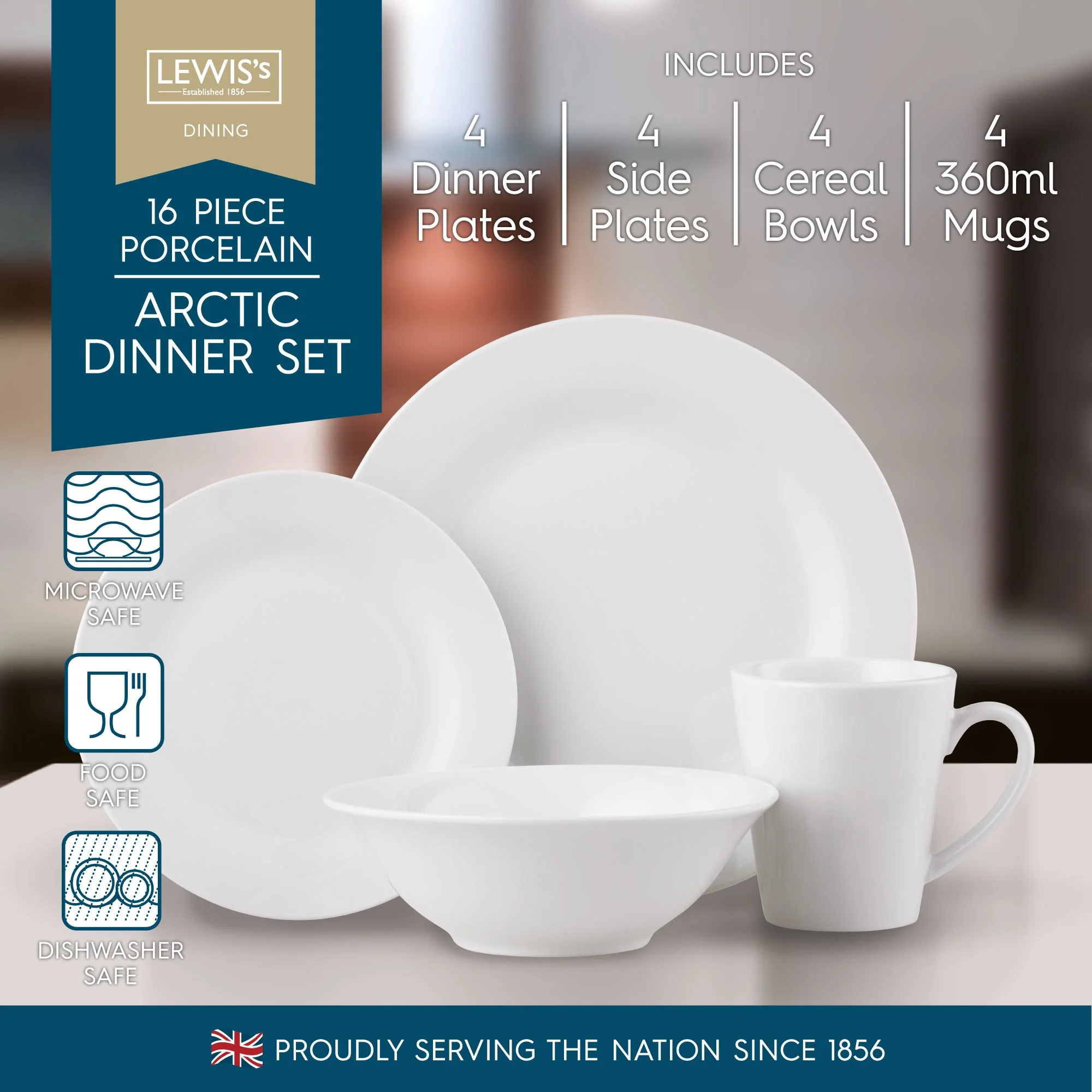 Lewis's 16 Piece Dinner Set - Arctic White - Image 3