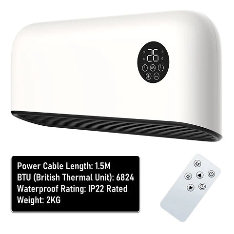 MYLEK Over Door Heater 2000W Wall Mounted Indoor Overdoor Hot Air Downflow Curtain White - Image 3