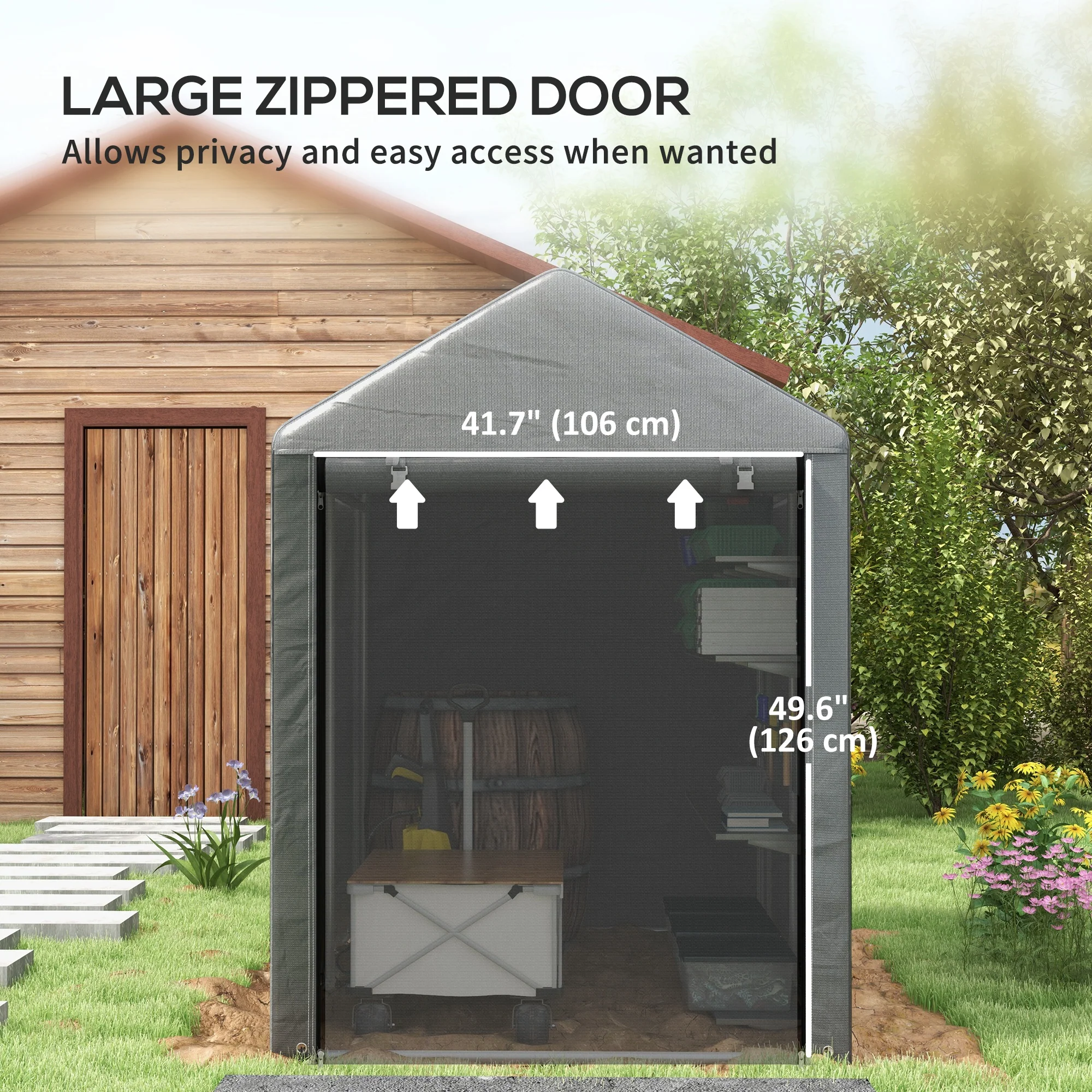 Outsunny 1.2 x 1.8m Portable Garden Shed for Motorbikes, Garden Tools, Bikes - Image 6