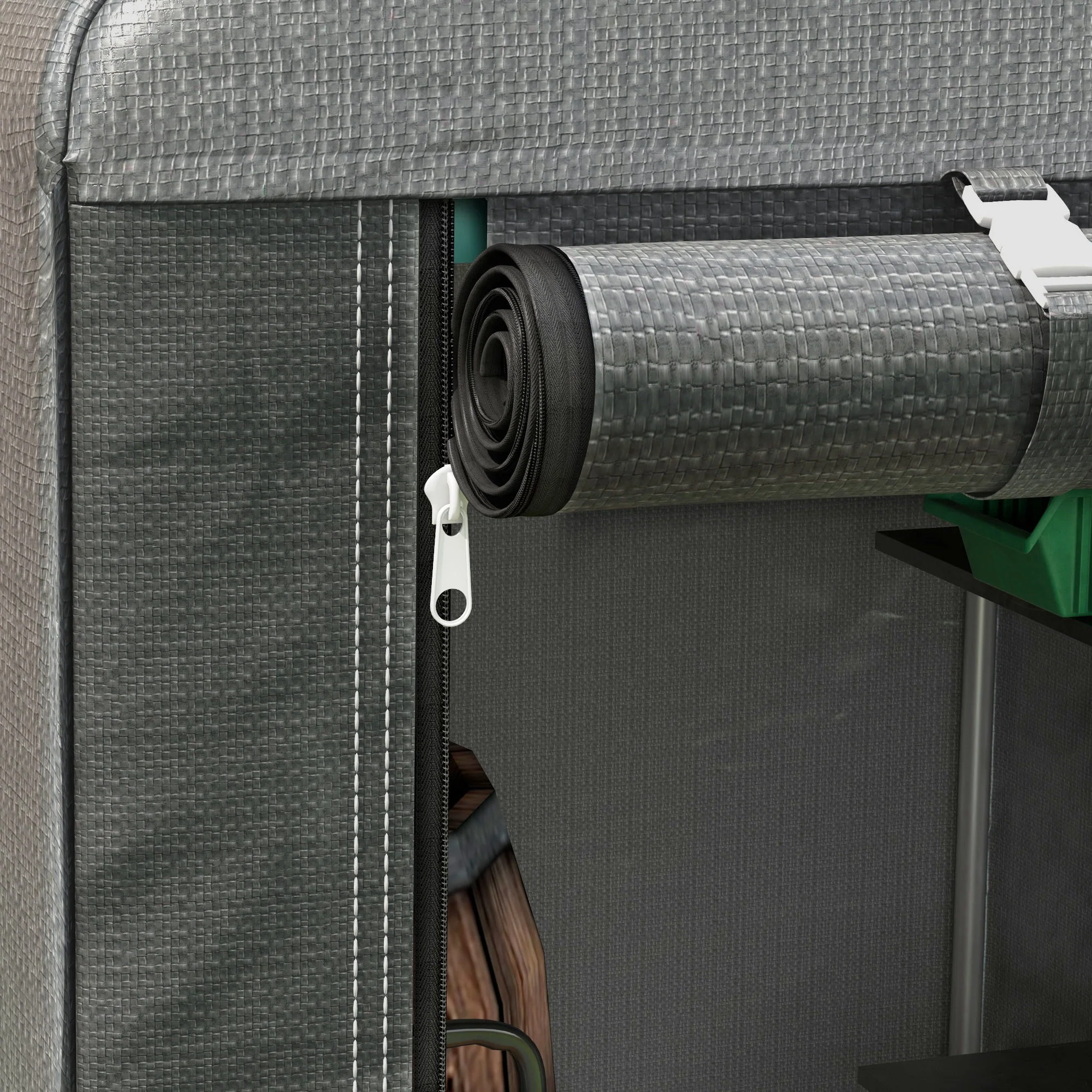 Outsunny 1.2 x 1.8m Portable Garden Shed for Motorbikes, Garden Tools, Bikes - Image 8