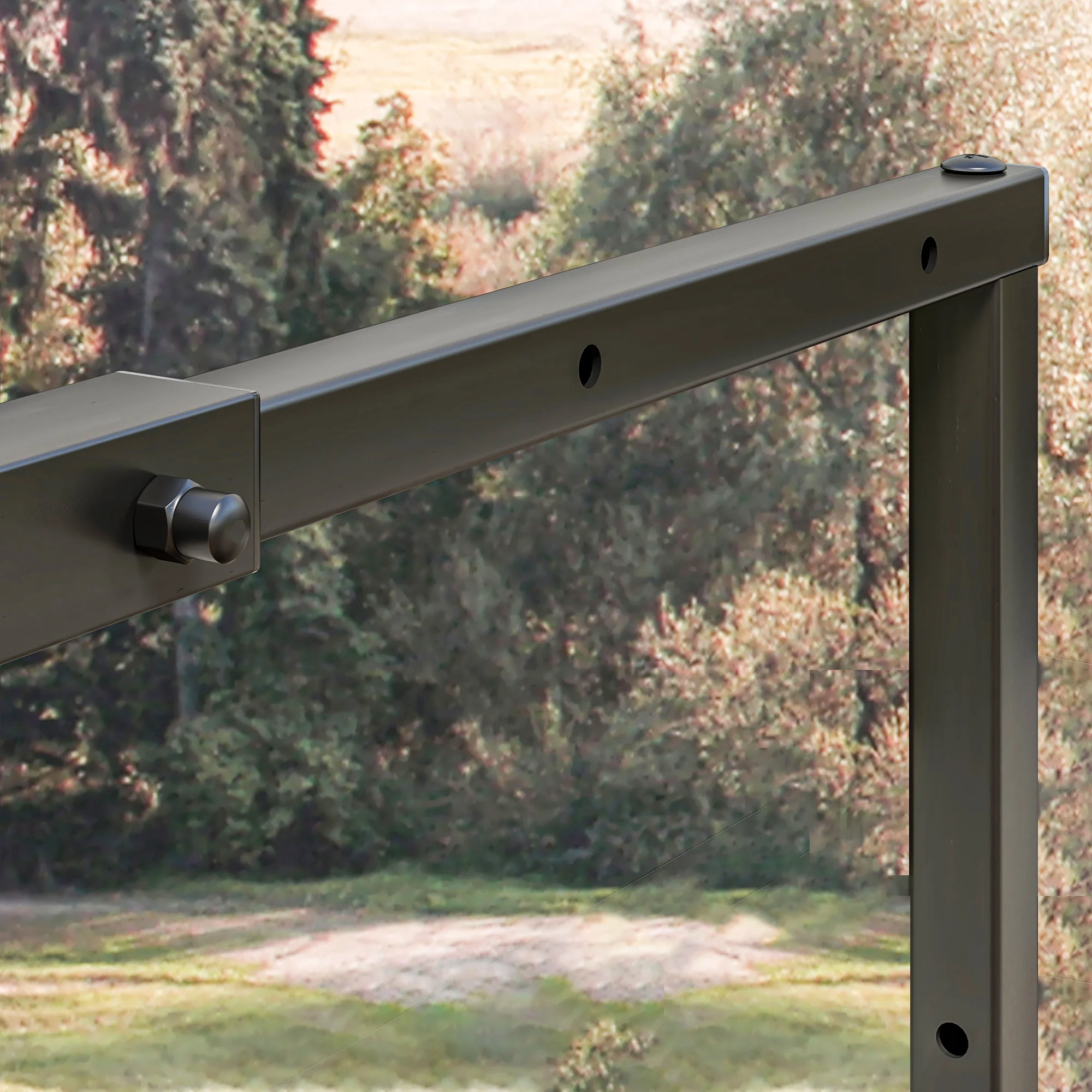 Outsunny 100-150cm Retractable Metal Firewood Log Holder Rack With Hooks - Image 10