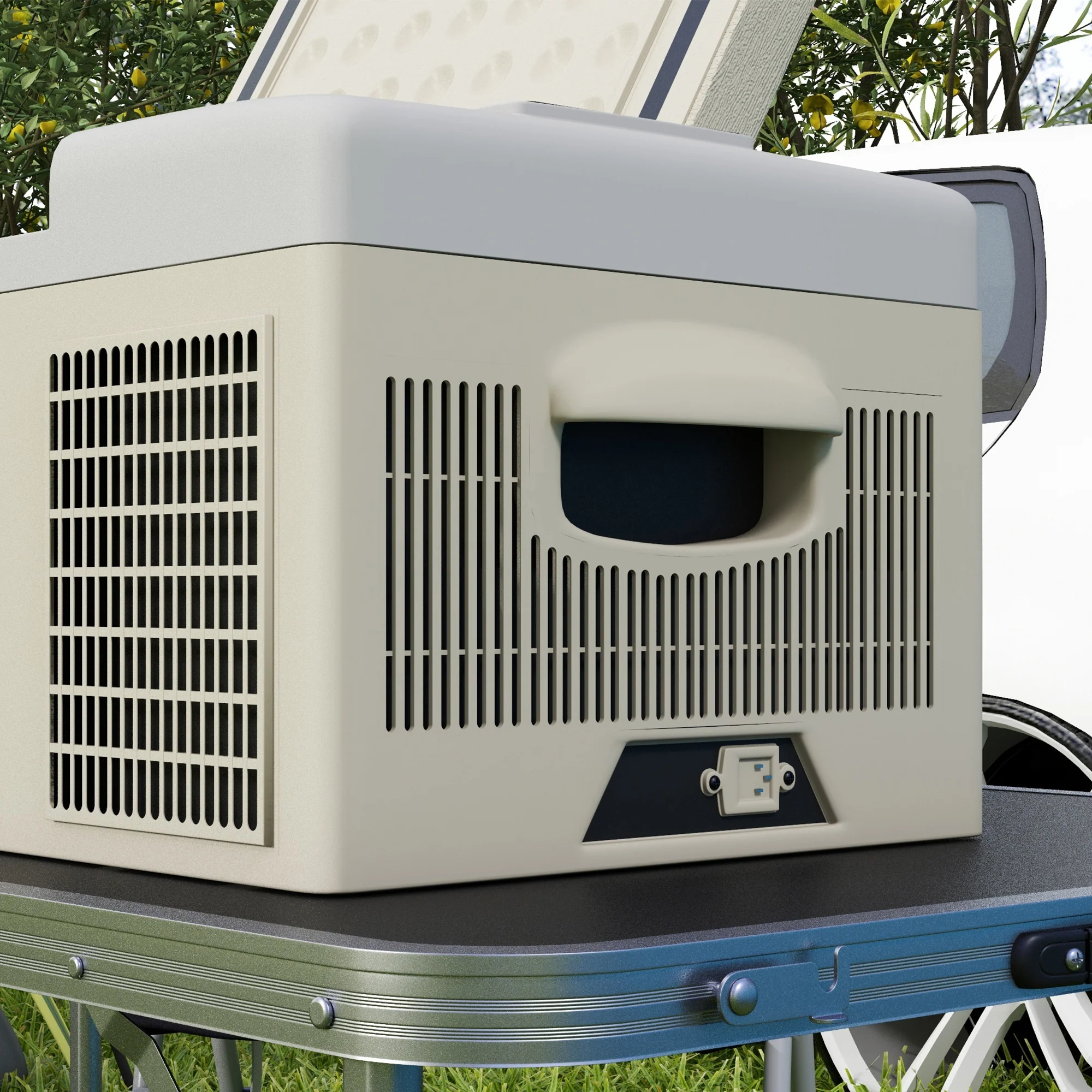 Outsunny 16L Car Refrigerator Fridge Freezer, 12/24V DC and 100-240V AC, Khaki - Image 9