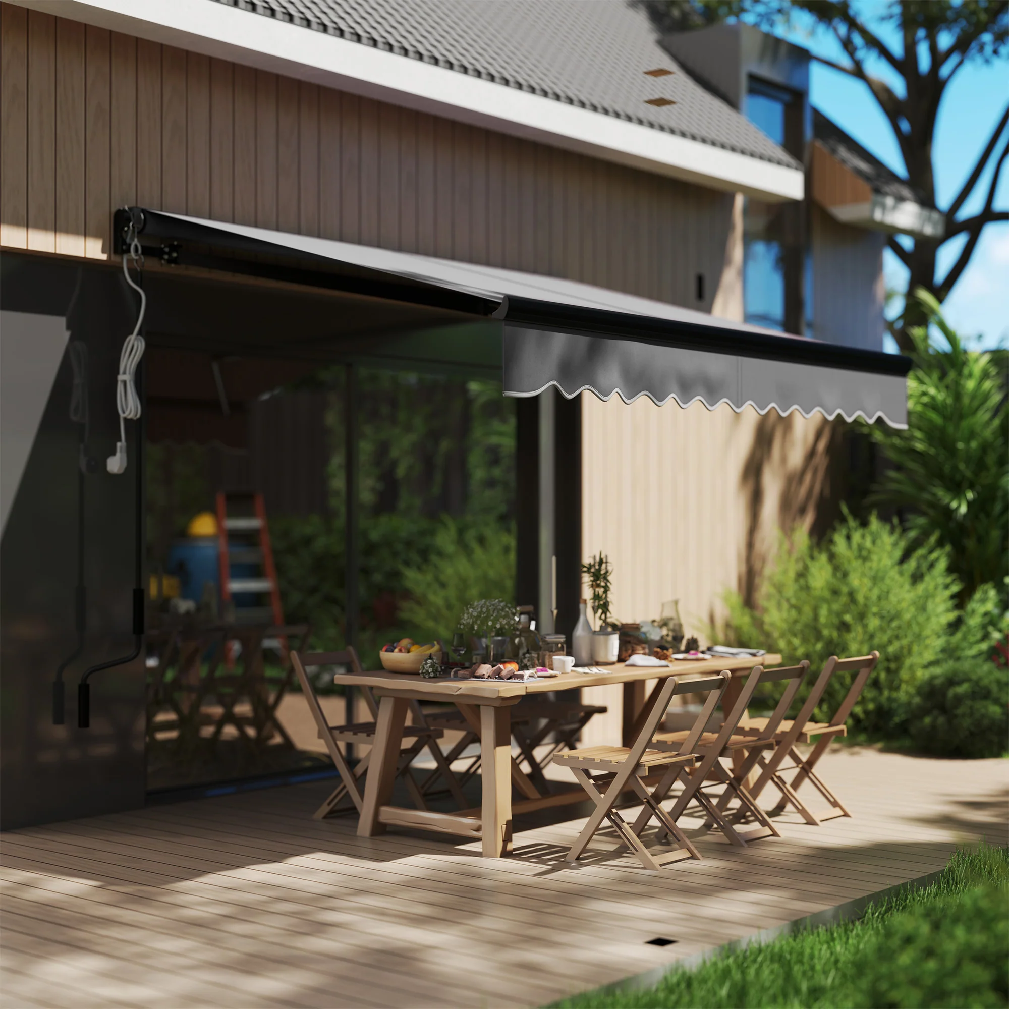 Outsunny 2.5 X 2m Electric Awning With LED Light And Remote Controller - Image 11