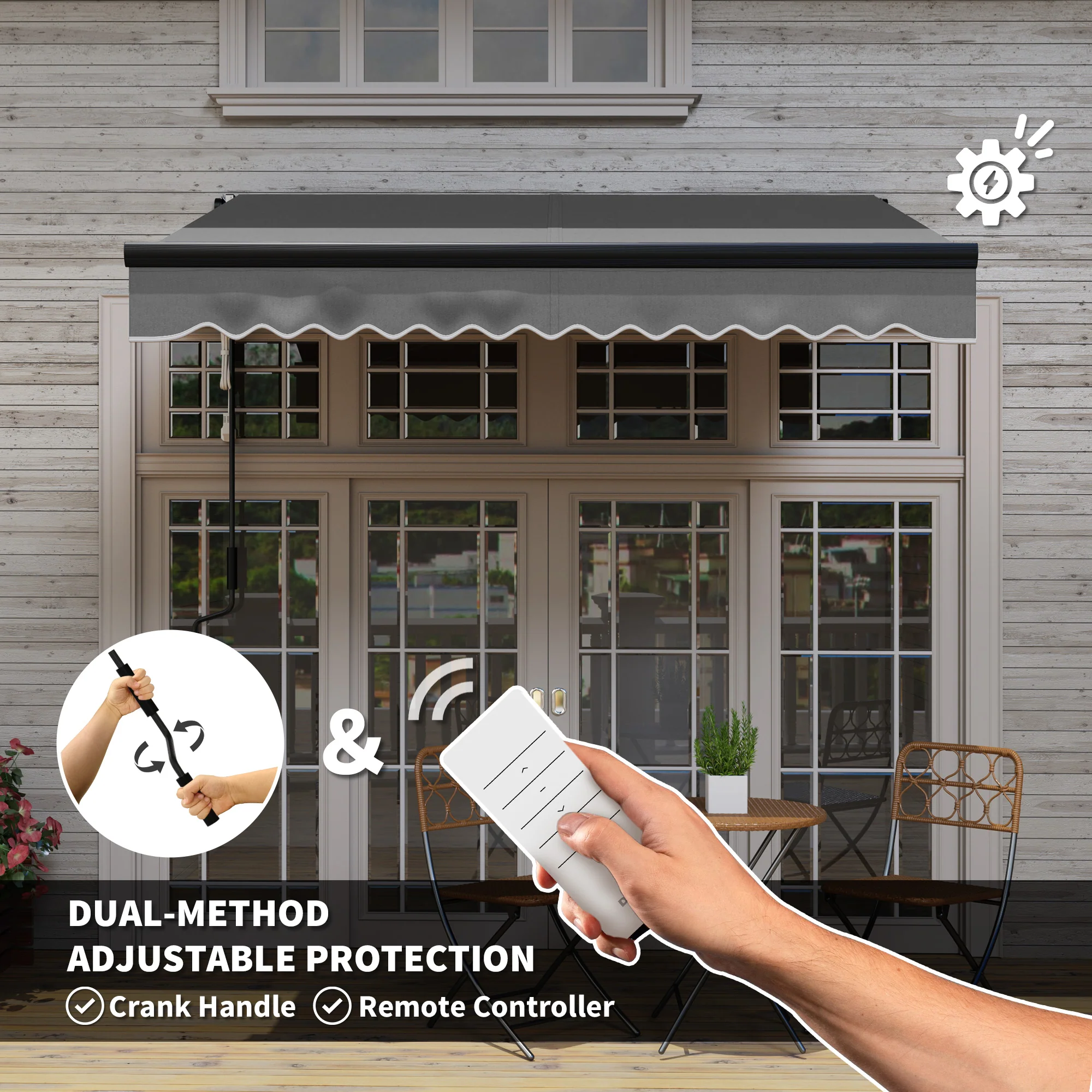 Outsunny 2.5 X 2m Electric Awning With LED Light And Remote Controller - Image 12