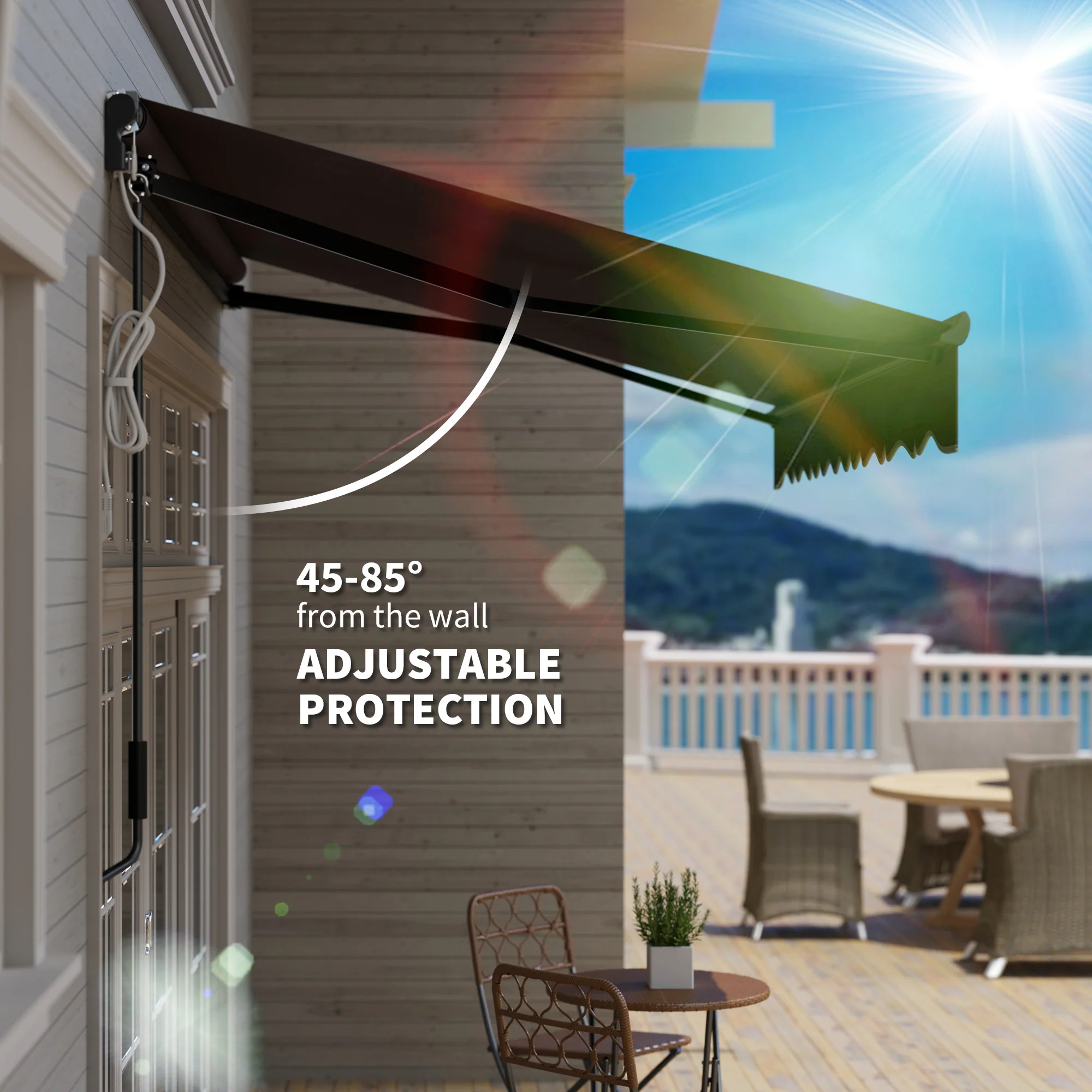 Outsunny 2.5 X 2m Electric Awning With LED Light And Remote Controller - Image 16