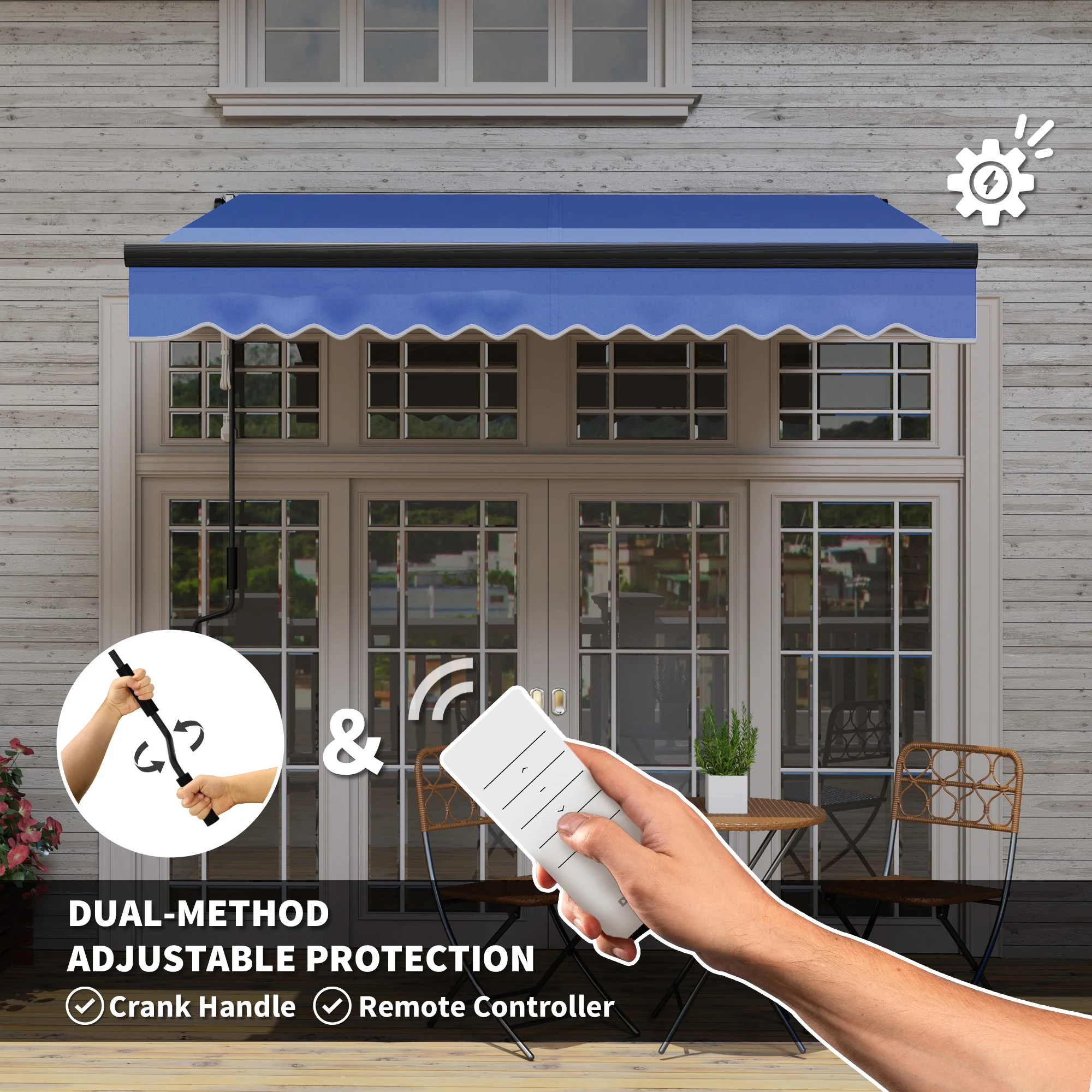 Outsunny 2.5 X 2m Electric Awning With LED Light And Remote Controller - Image 3