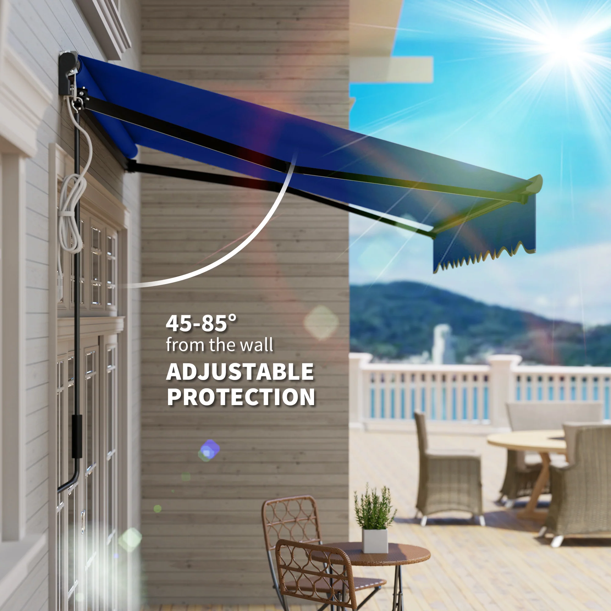 Outsunny 2.5 X 2m Electric Awning With LED Light And Remote Controller - Image 7
