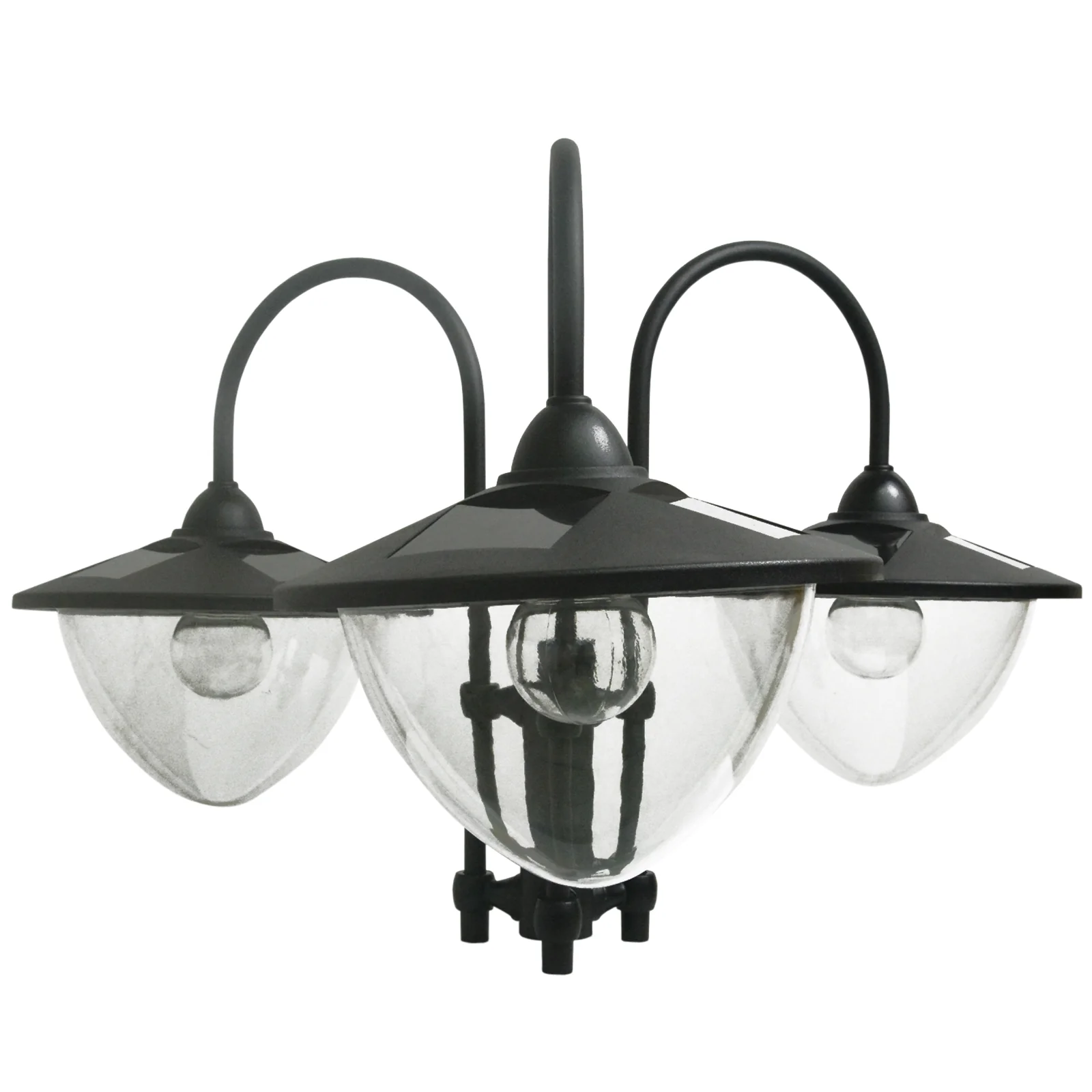 Outsunny 3-head LED Solar Light Lamp Street Light Post with Planter Base, Black - Image 9