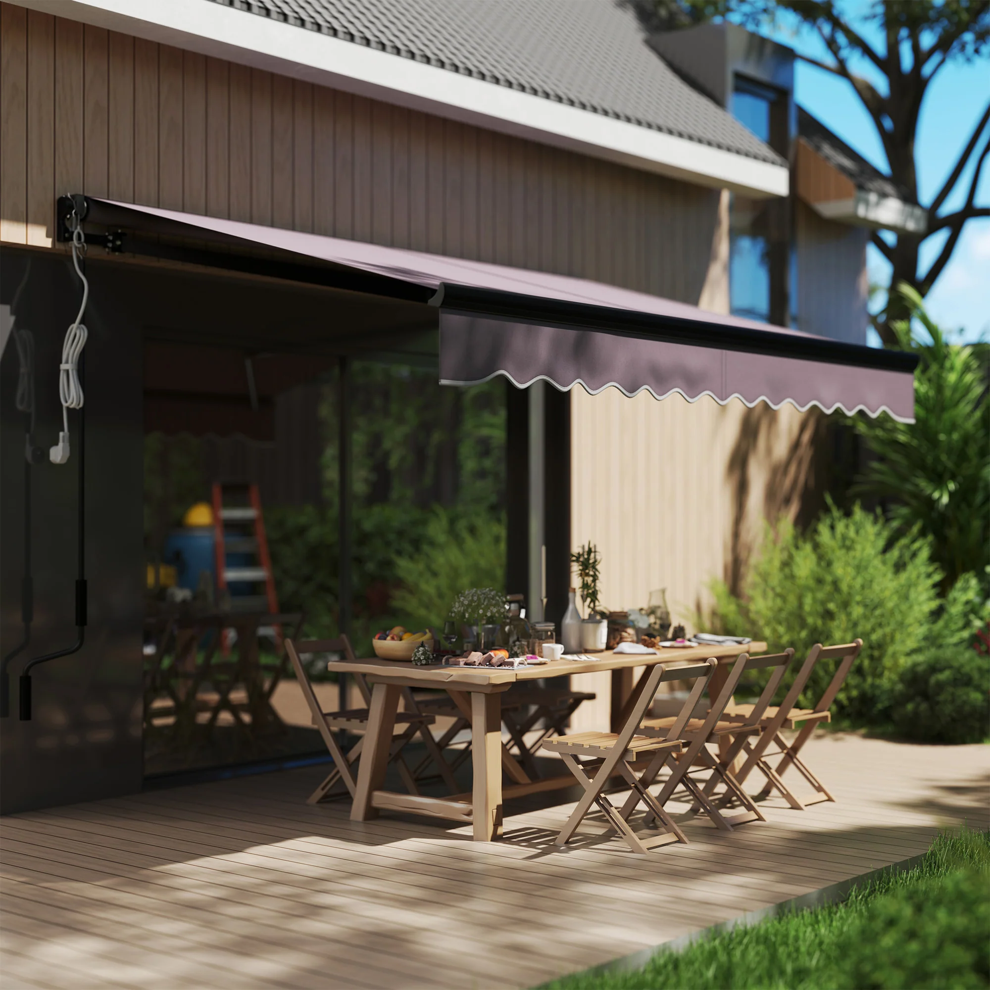 Outsunny 3 X 2.5m Electric Awning With LED Light And Remote Controller - Image 11