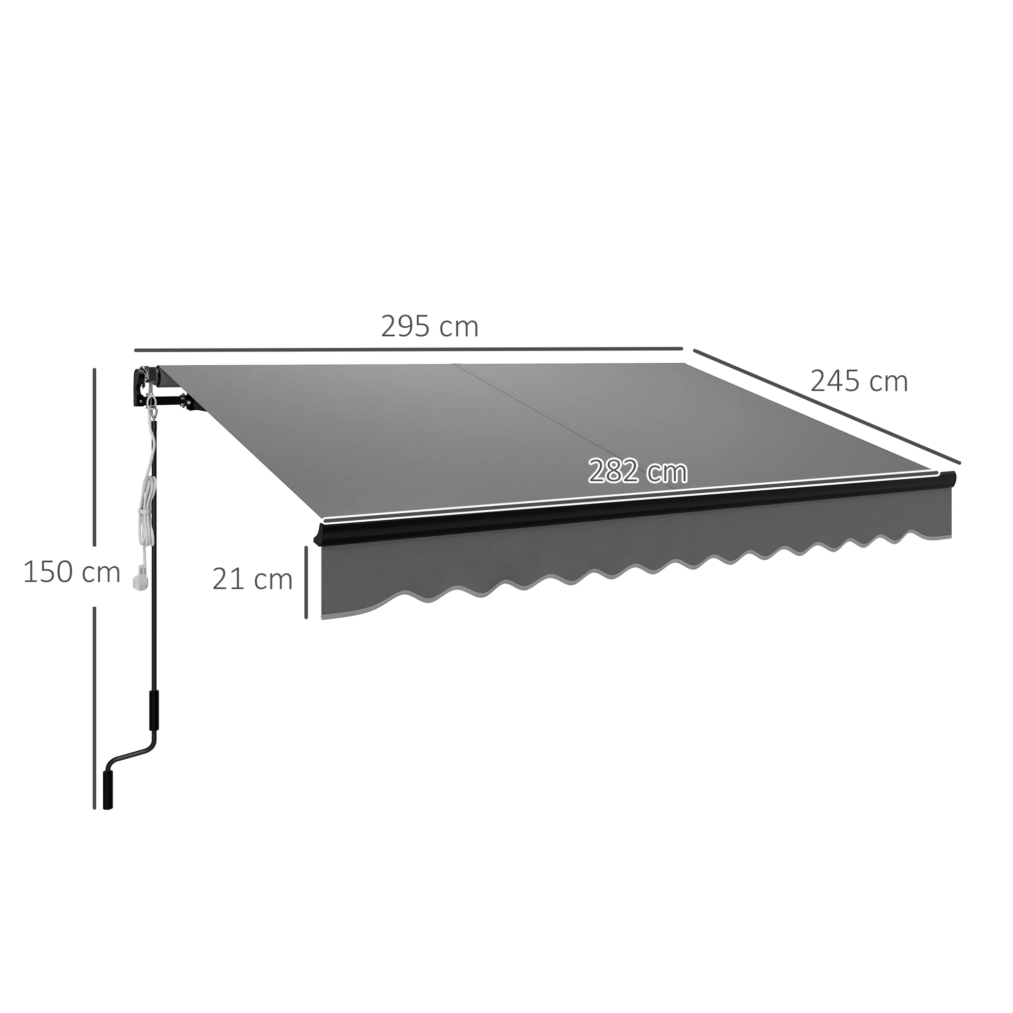 Outsunny 3 X 2.5m Electric Awning With LED Light And Remote Controller - Image 14