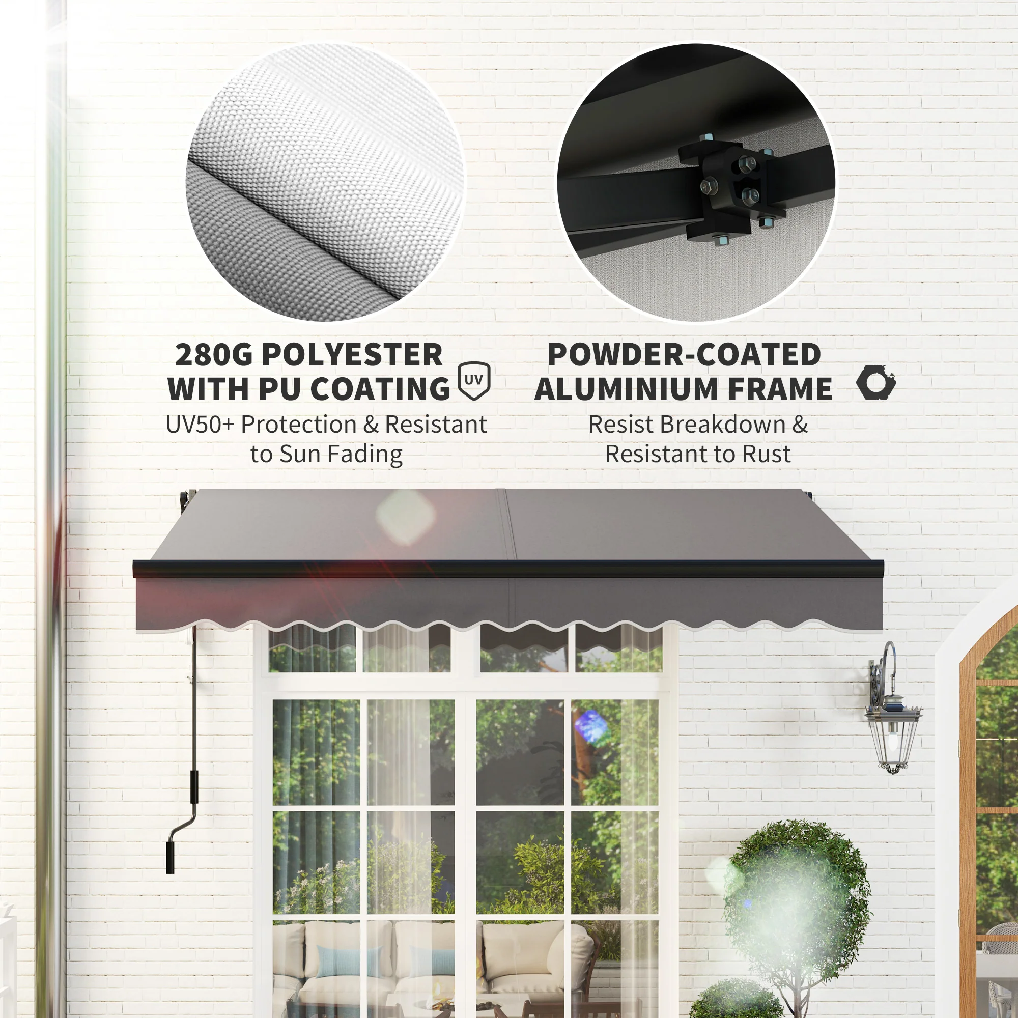 Outsunny 3 X 2.5m Electric Awning With LED Light And Remote Controller - Image 15