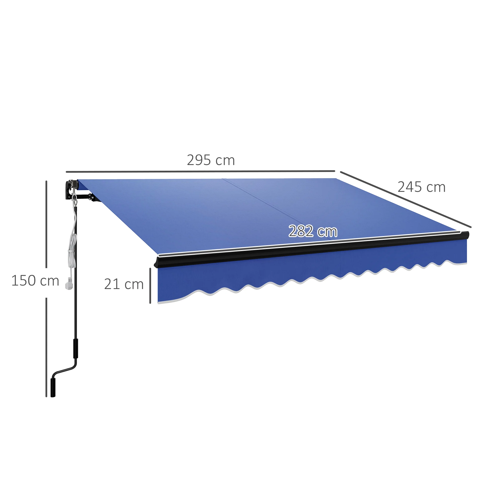 Outsunny 3 X 2.5m Electric Awning With LED Light And Remote Controller - Image 5