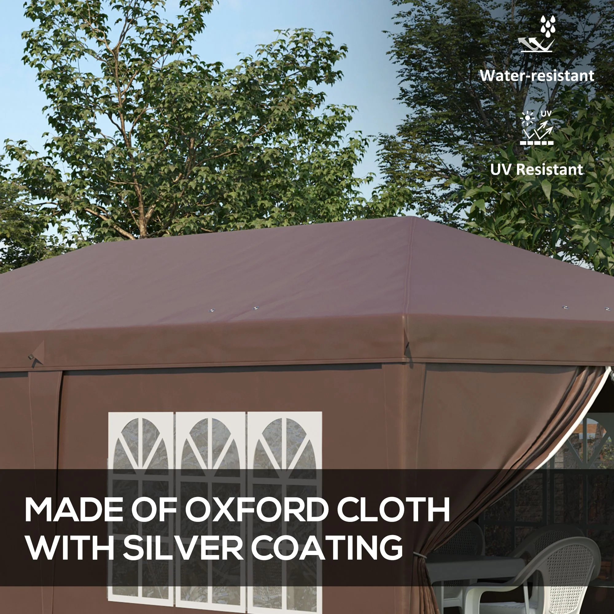 Outsunny 3 x 6m Pop Up Gazebo Height Adjustable Party Tent w/ Storage Bag Brown - Image 3