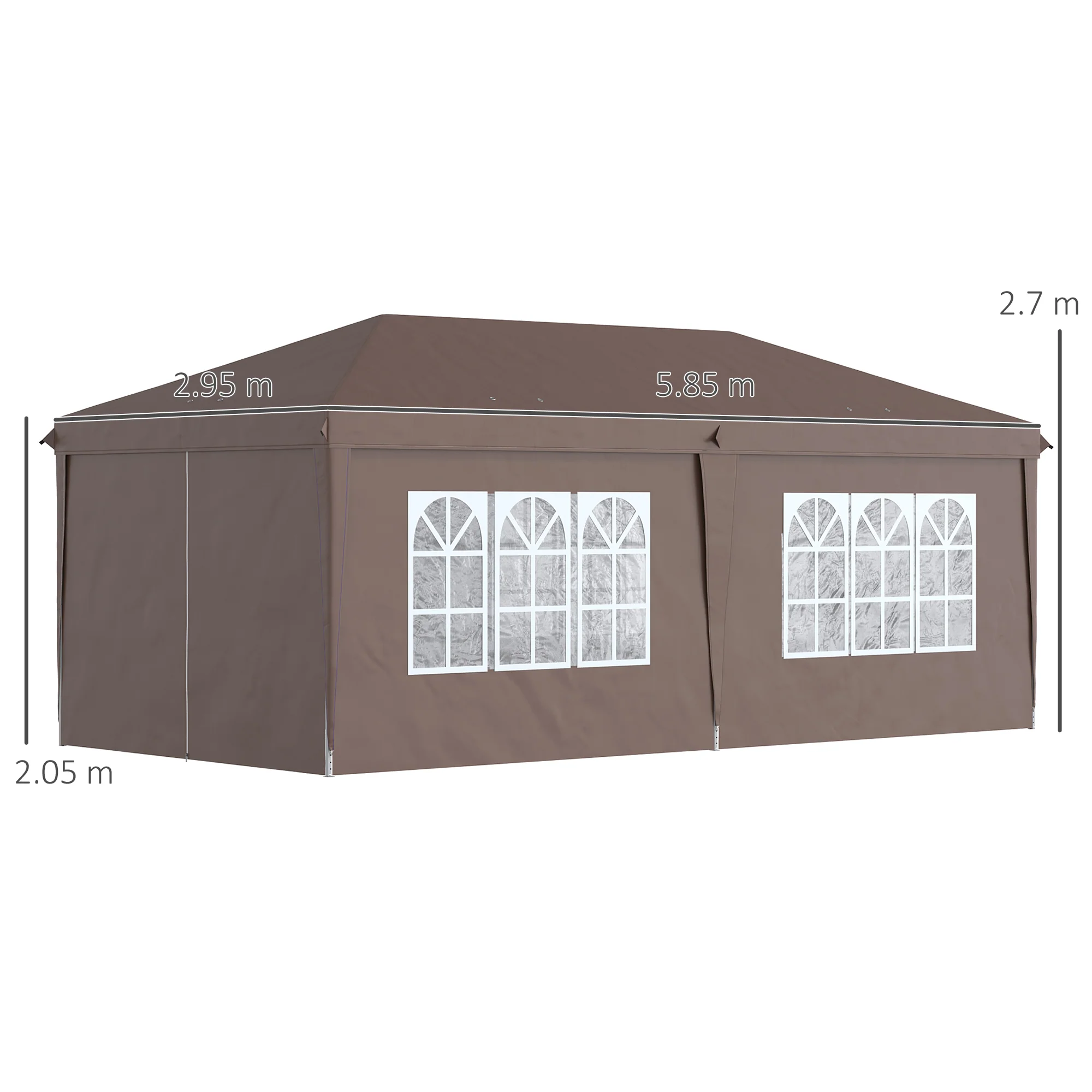 Outsunny 3 x 6m Pop Up Gazebo Height Adjustable Party Tent w/ Storage Bag Brown - Image 5