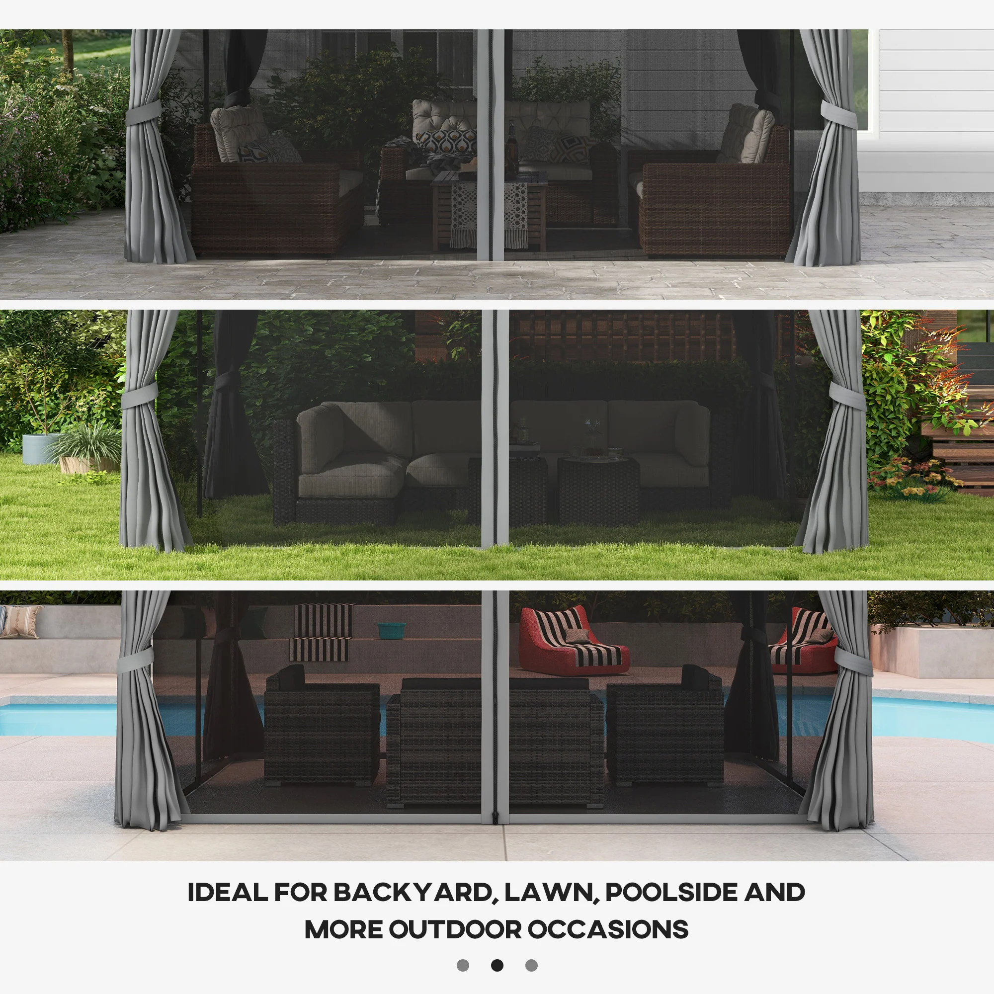 Outsunny 3x4m 2-Tier Gazebo Aluminium Garden Marquee Party Tent Light Grey - Image 16