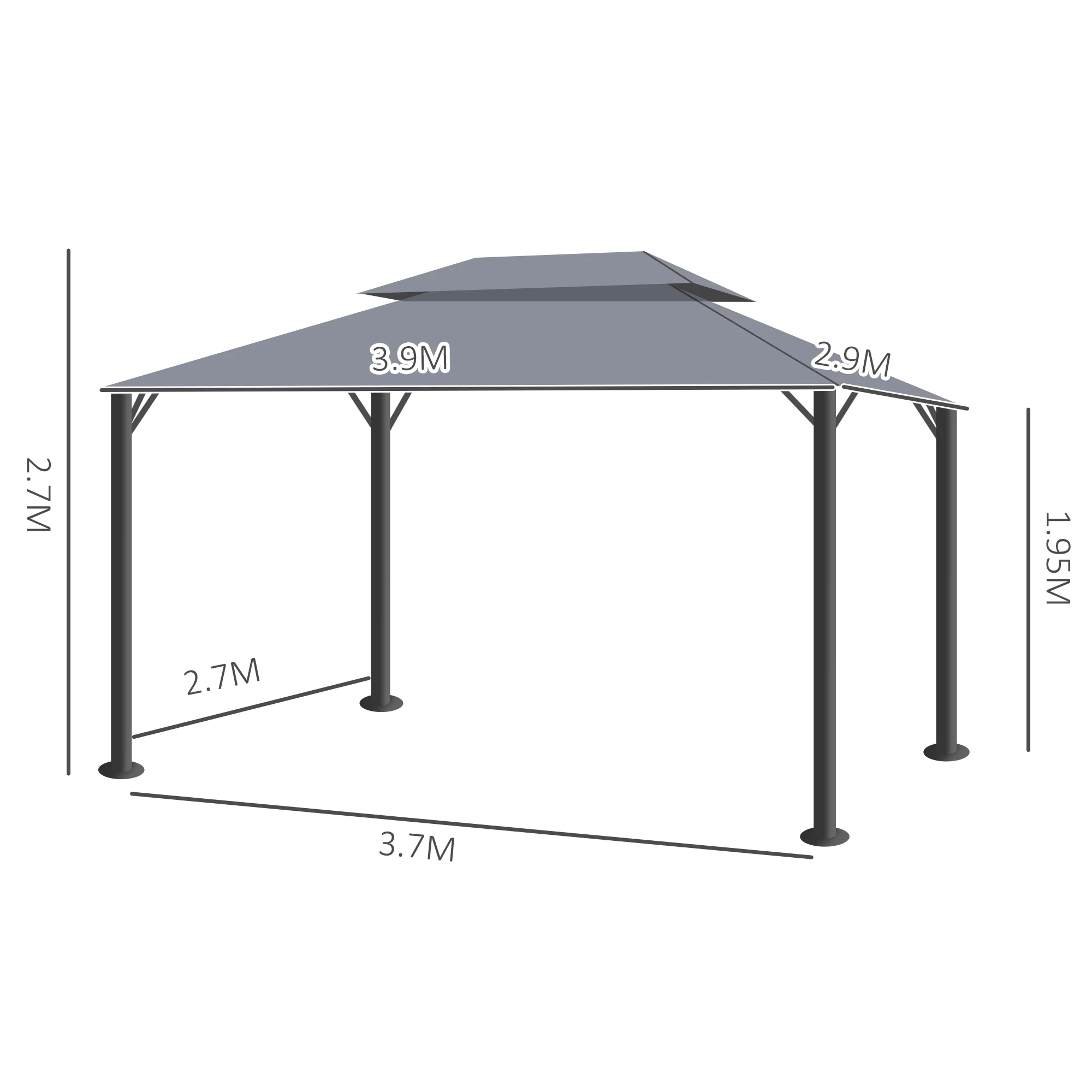Outsunny 3x4m 2-Tier Gazebo Aluminium Garden Marquee Party Tent Light Grey - Image 5