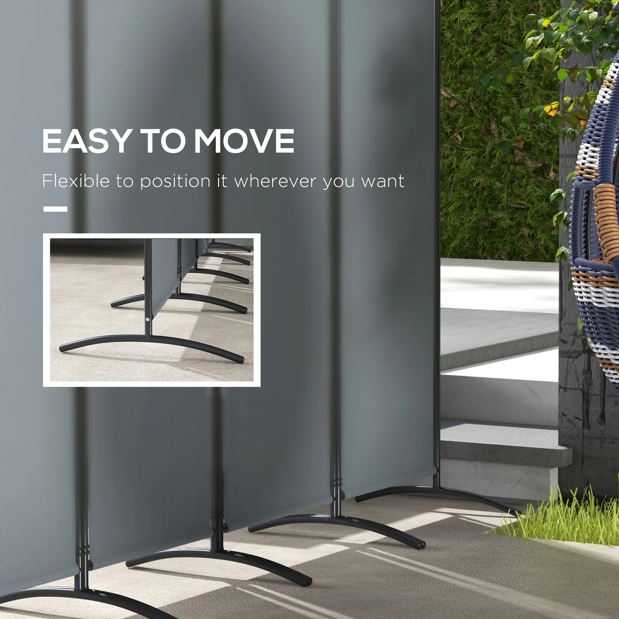 Outsunny 4 Panel Folding Room Divider,Portable Privacy Panel for Garden - Image 4