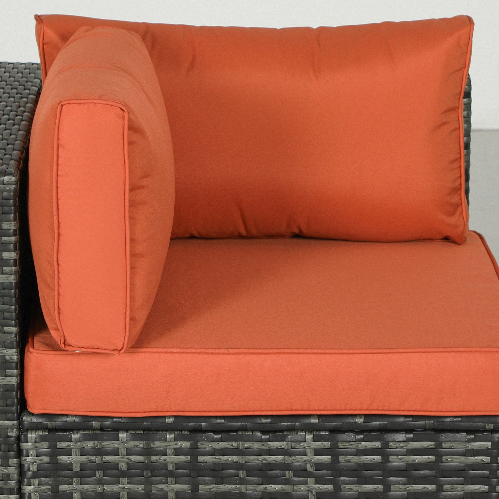 Outsunny 4 Pieces Rattan Garden Furniture Sofa Set with Coffee Table Orange - Image 8
