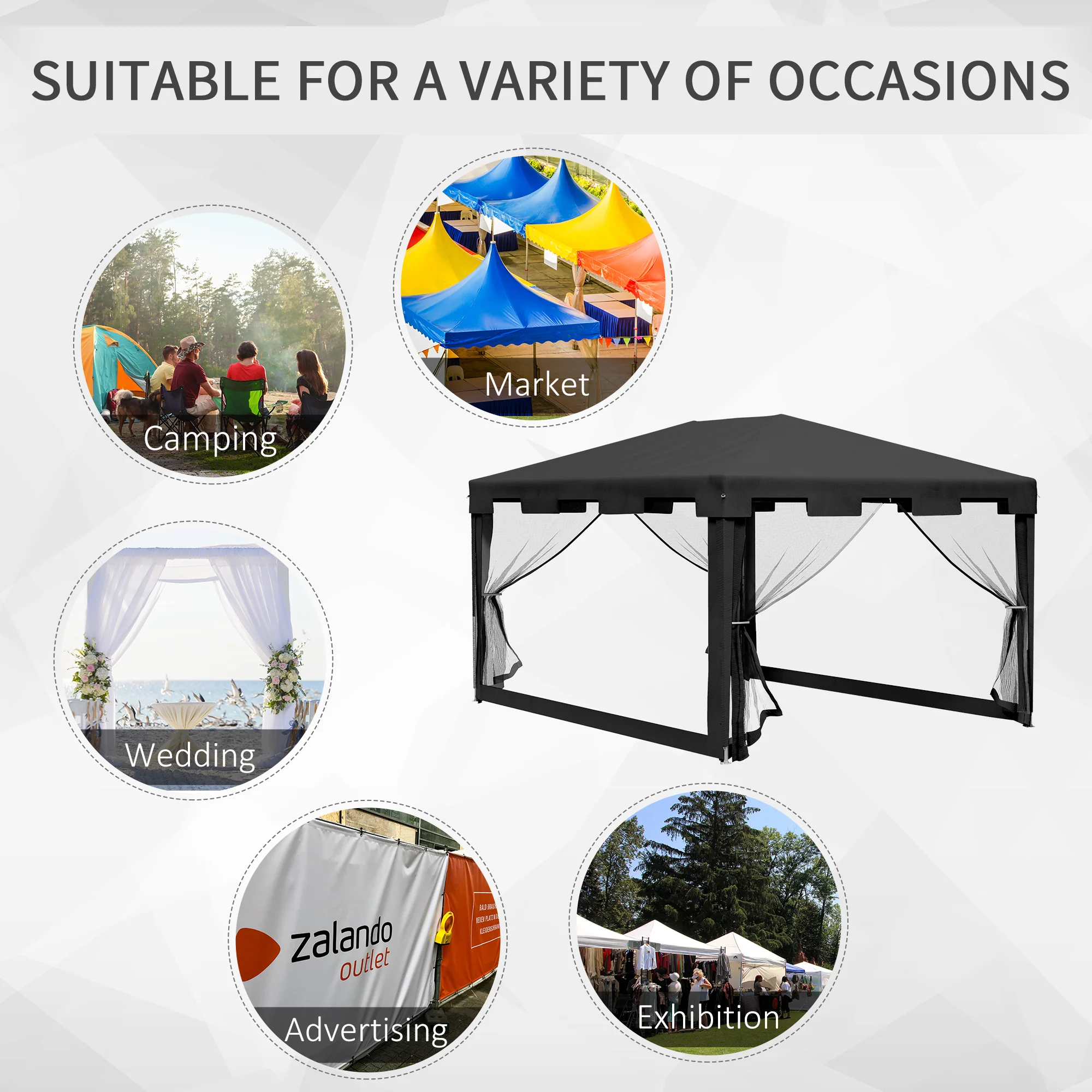 Outsunny 4 X 3m Party Tent Waterproof Garden Gazebo Canopy Wedding Cover Shade - Image 7
