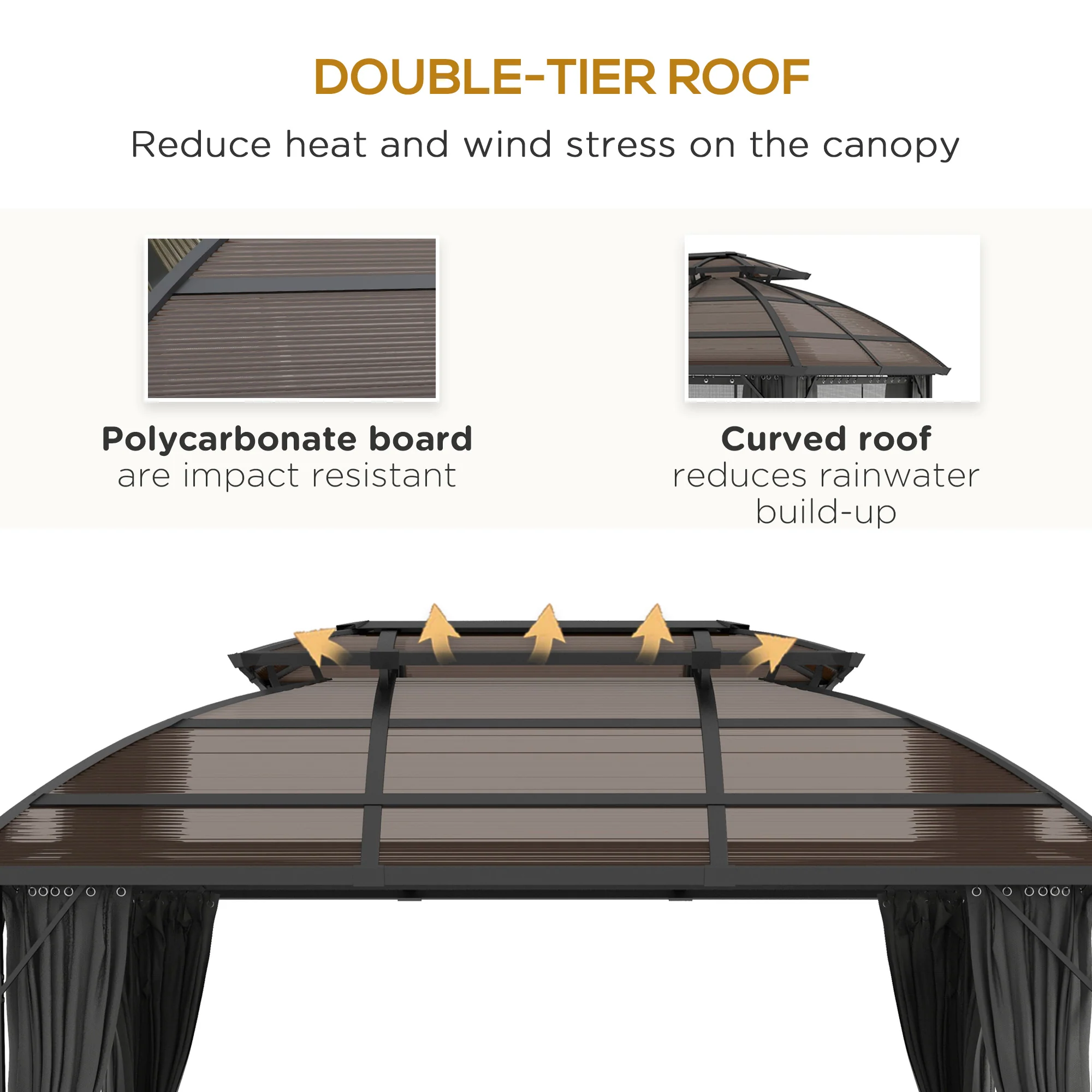 Outsunny 4 X 3(m) Polycarbonate Gazebo For Lawn, Yard, Patio, Deck - Image 3