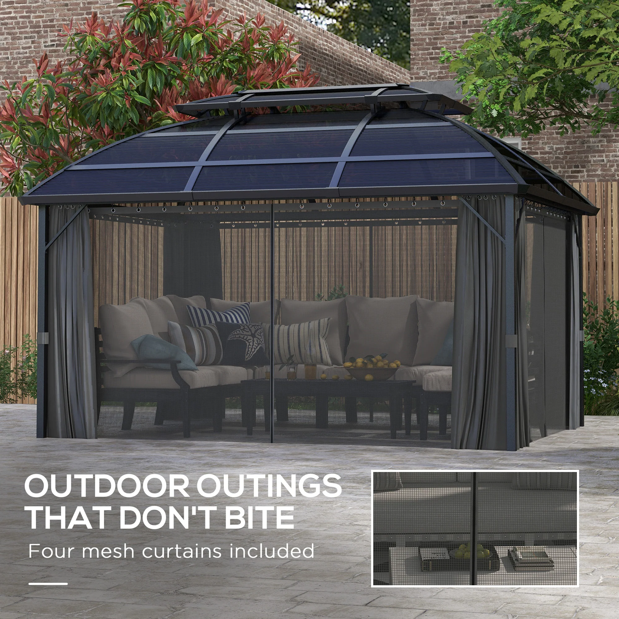 Outsunny 4 X 3(m) Polycarbonate Gazebo For Lawn, Yard, Patio, Deck - Image 3