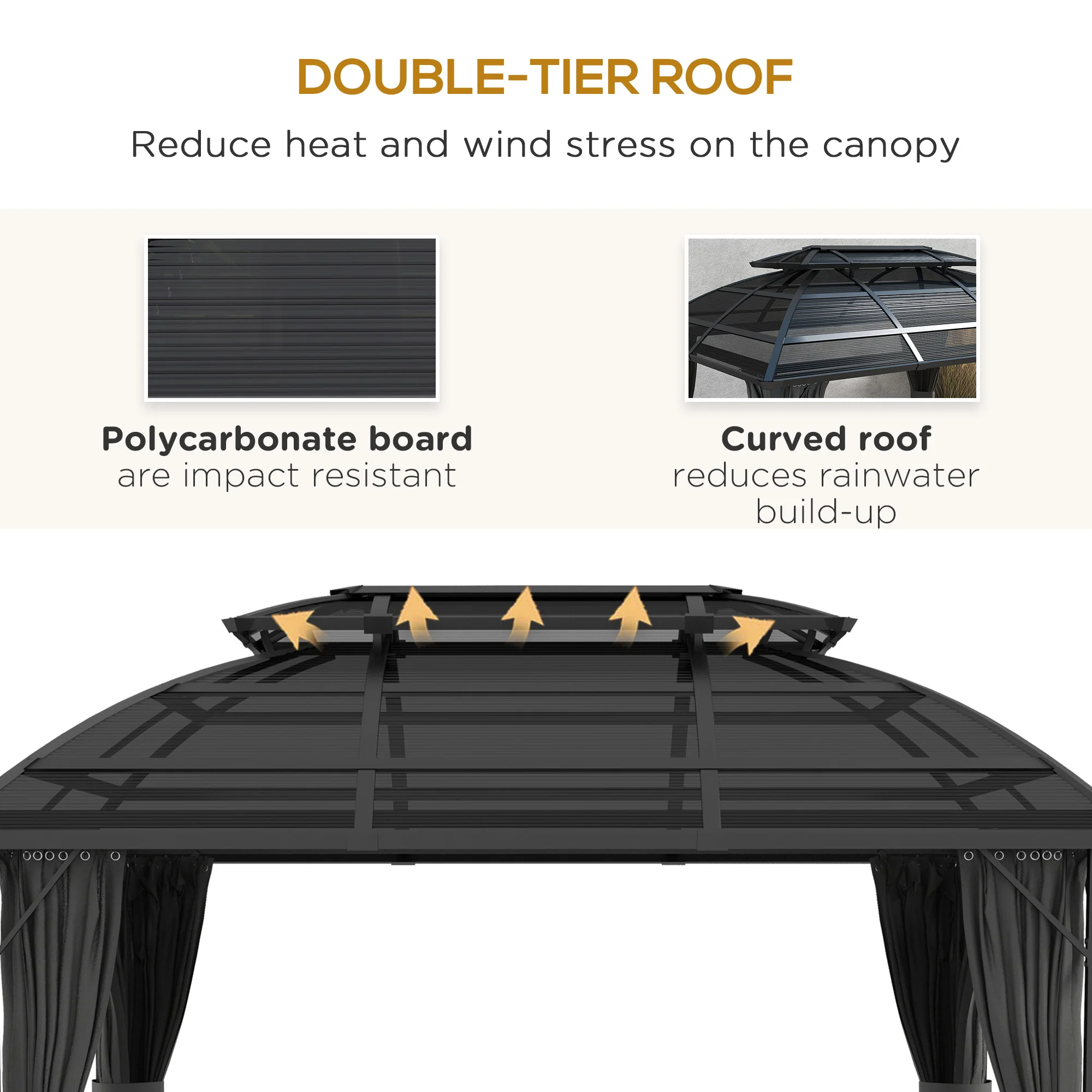 Outsunny 4 X 3(m) Polycarbonate Gazebo For Lawn, Yard, Patio, Deck - Image 4