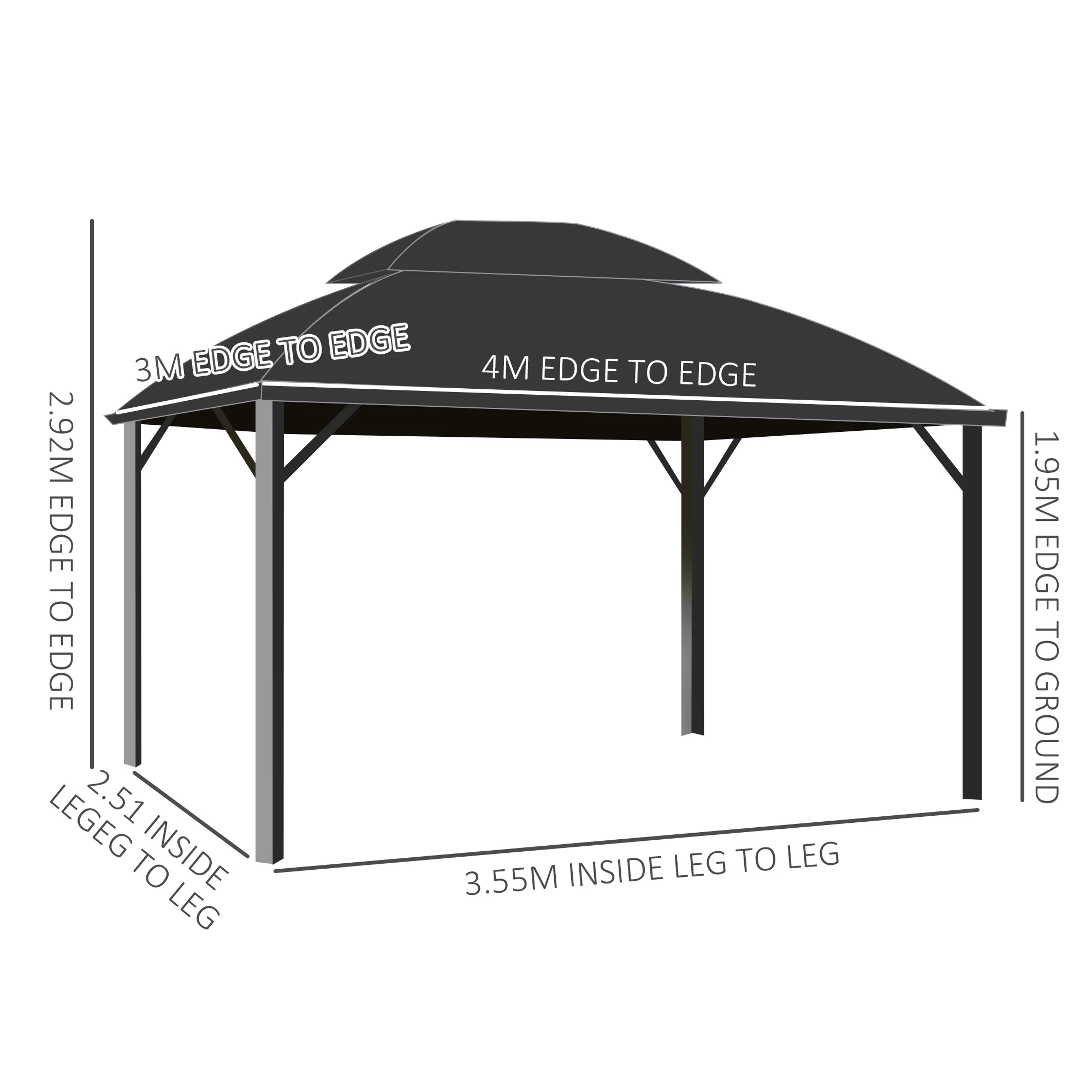Outsunny 4 X 3(m) Polycarbonate Gazebo For Lawn, Yard, Patio, Deck - Image 9