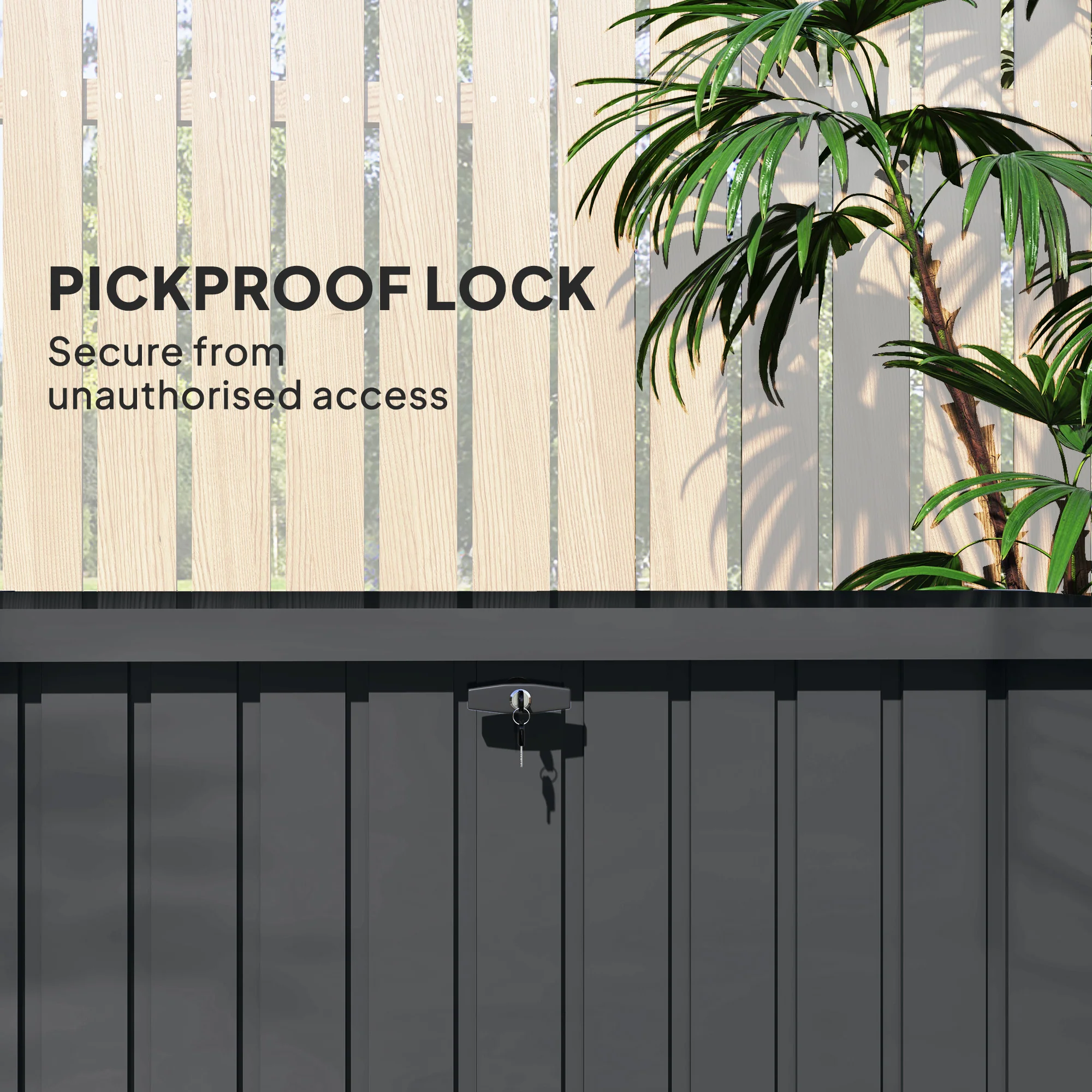 Outsunny 400L Waterproof Metal Outdoor Storage Box with Lock and Keys - Image 7